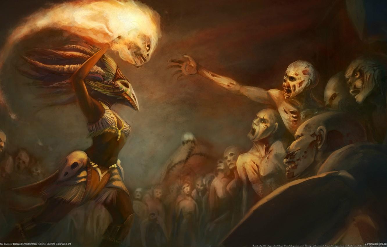 1332x850 Wallpaper woman, zombies, Diablo the sorcerer, fan art, Witch Doctor image for desktop, section игры