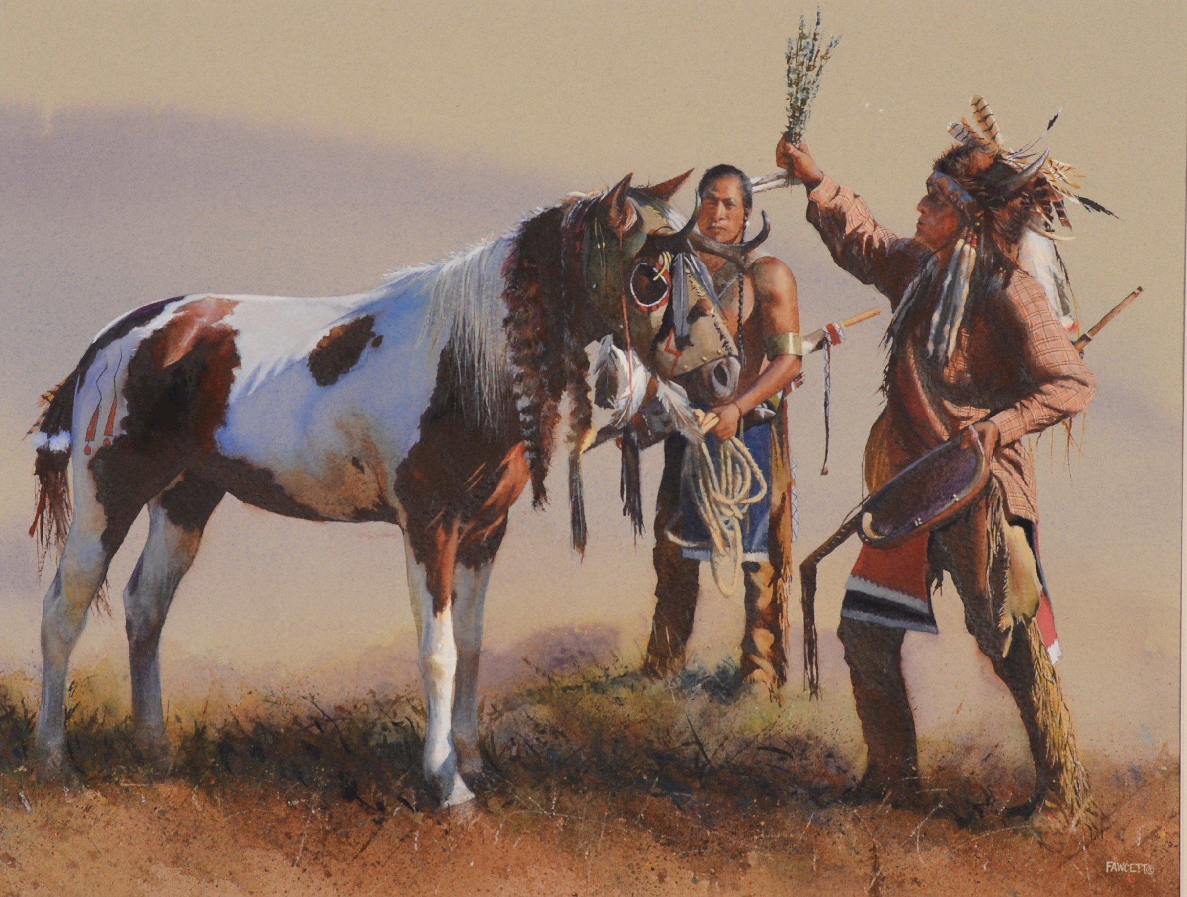 2429x1835 Horses Pictorial art John Fawcett Indians Animals horse western native indian wallpaperx1835
