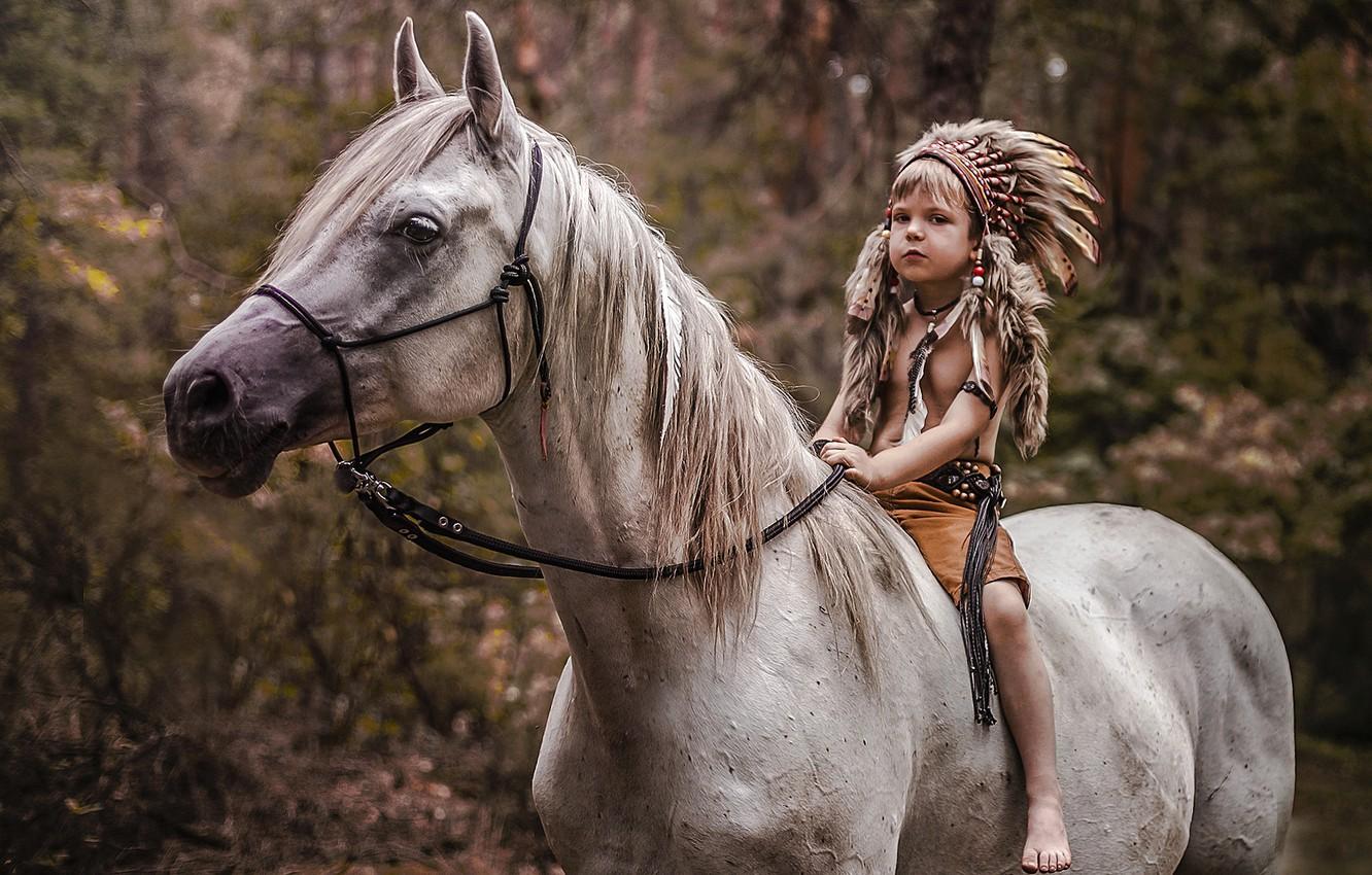 1332x850 Wallpaper mood, horse, boy, Indian image for desktop, section настроения