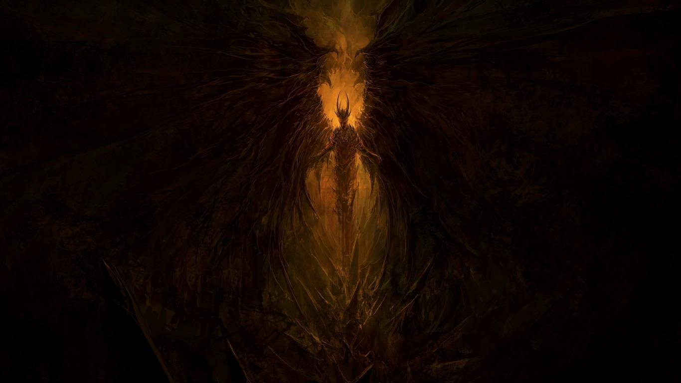 1366x768 Download 1366x768 Demon, Wings, Satan, Lucifer, Hell, Artwork Wallpaper for Laptop, Notebook
