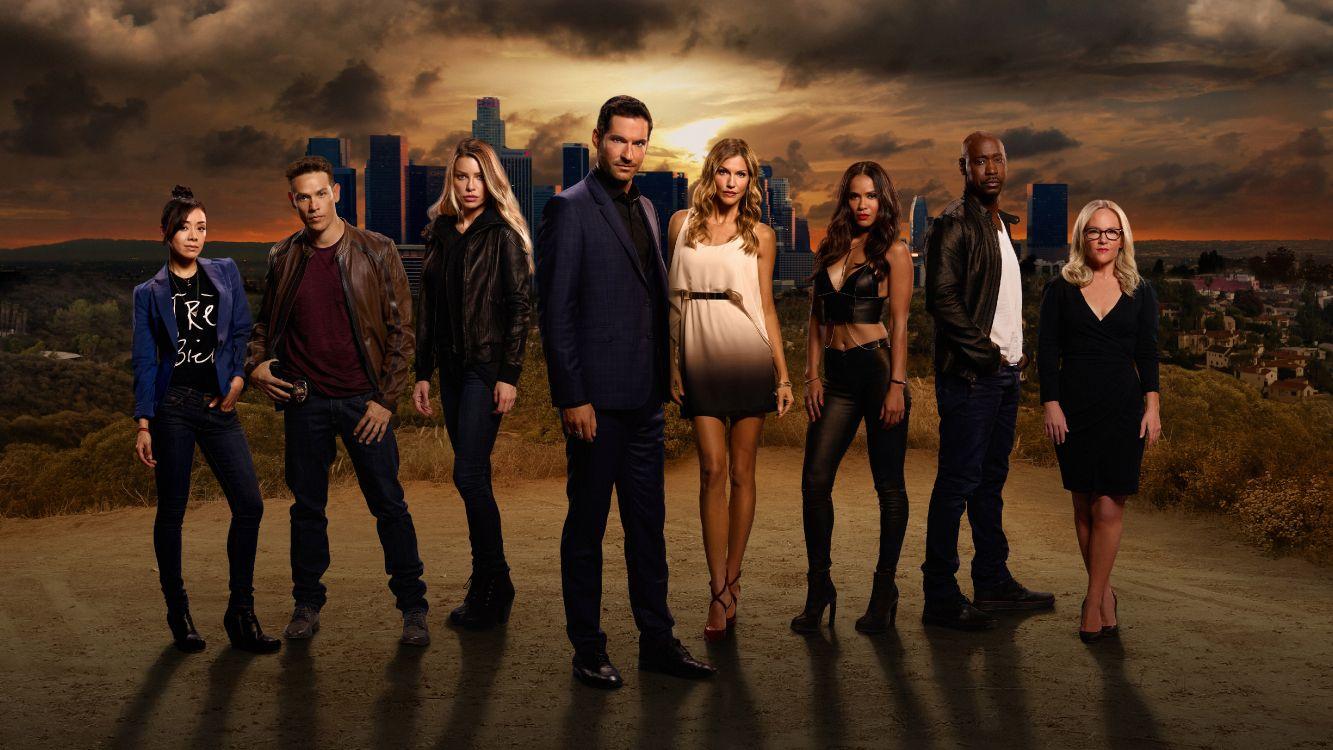 1333x750 Wallpaper Cast Lucifer, Lesley Ann Brandt, Tom Ellis, Lauren German, Lucifer Background Free Image