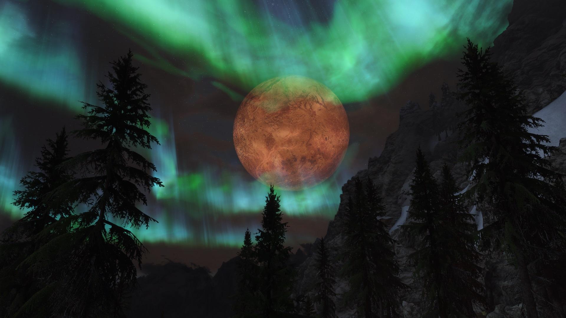 1920x1080 Moon and Aurora Borealis at Skyrim Special Edition Nexus and Community