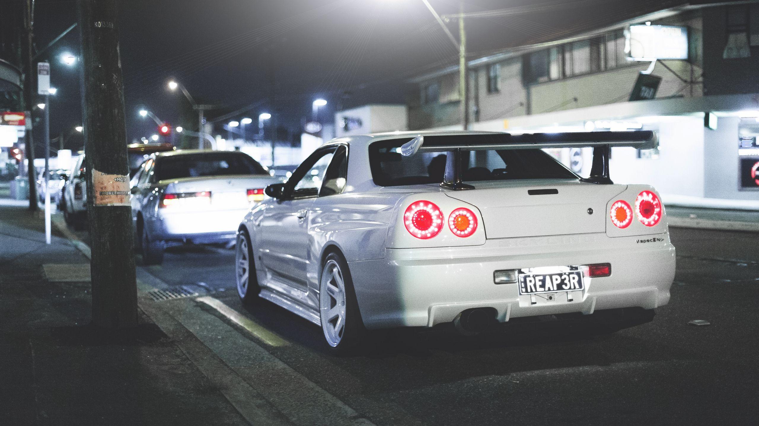 2560x1440 Download Wallpaper 2560x1440 Nissan, Skyline, R Gt R, Rear View Widescreen 16:9 HD Background