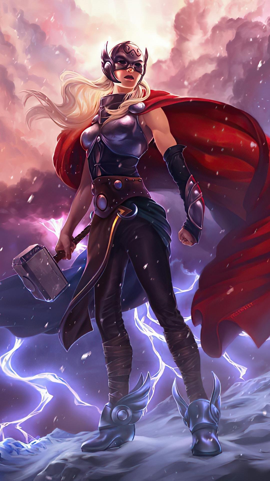 1080x1920 Lady Thor Art iPhone 6s, 6 Plus, Pixel xl , One Plus 3t, 5 HD 4k Wallpaper, Image, Background, Photo and Picture