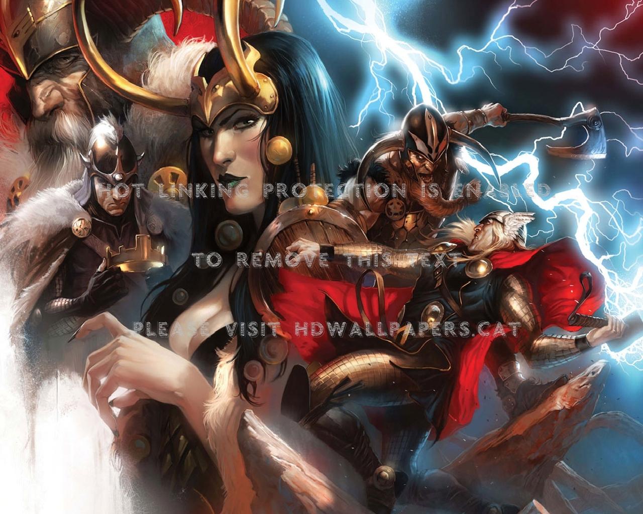 1280x1024 thor (marvel comics) mjolnir loki female