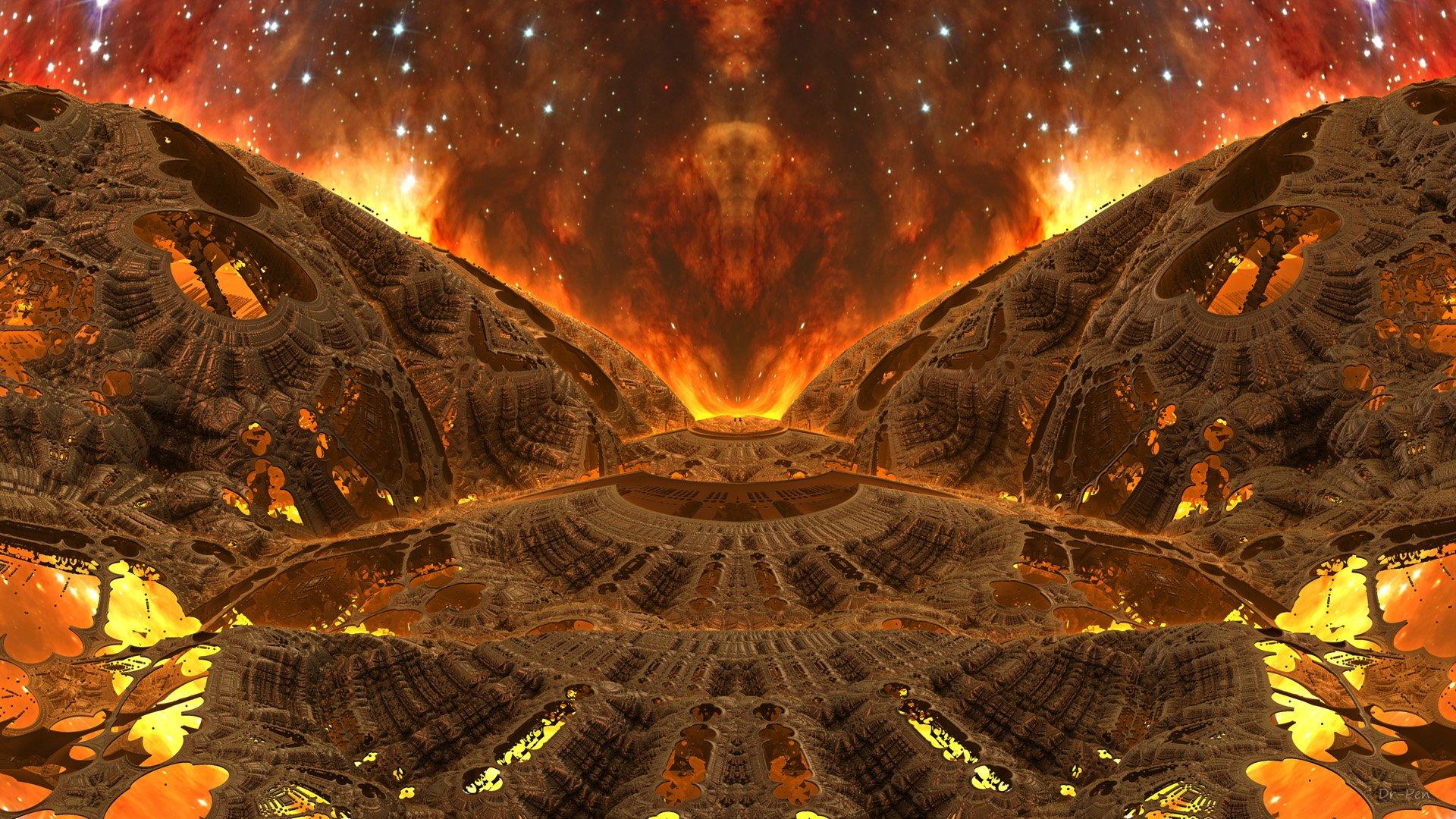 1920x1080 Planetary Split Fractal Art HD Wallpaper