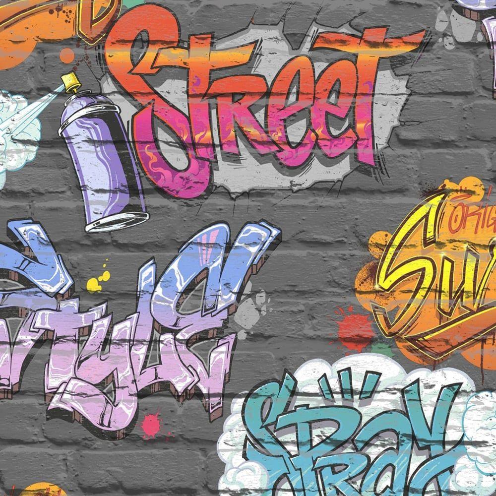 1000x1000 Muriva Graffiti Pattern Hình nền trẻ em Painted Brick Faux