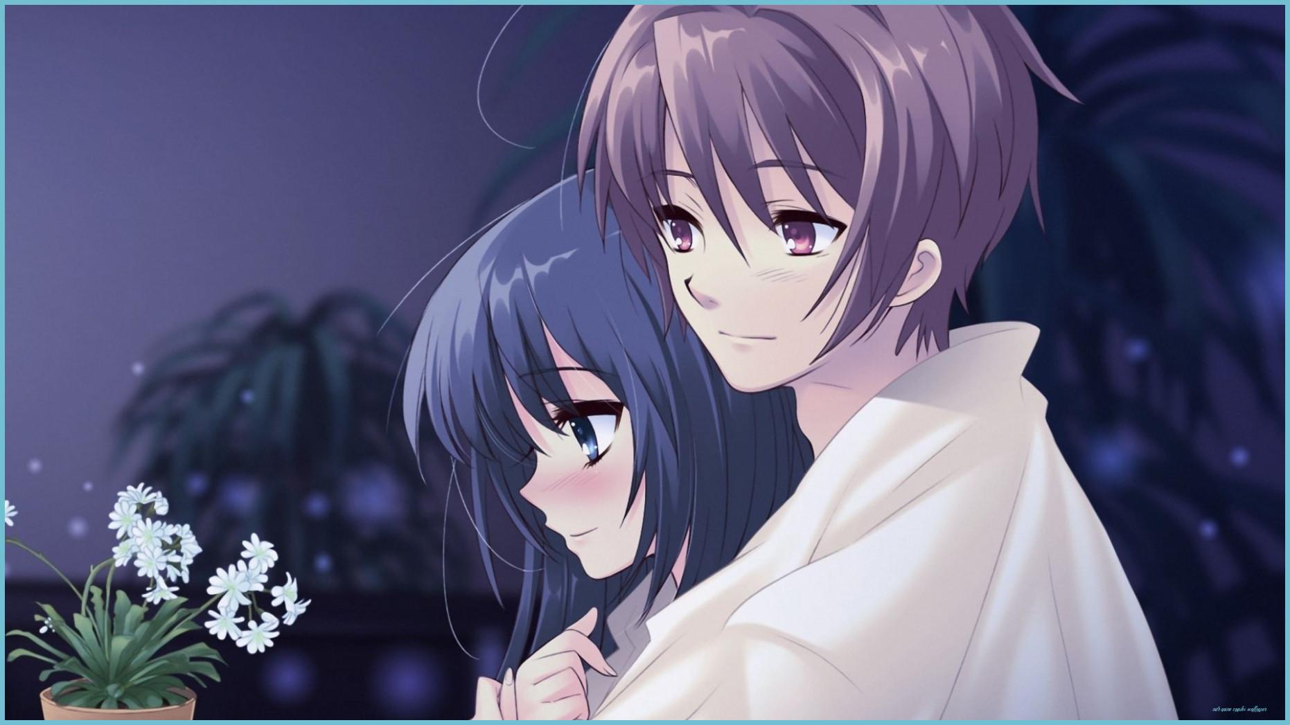 1862x1047 Love Couple Cute Anime Wallpaper On WallpaperDog Anime Couples Wallpaper