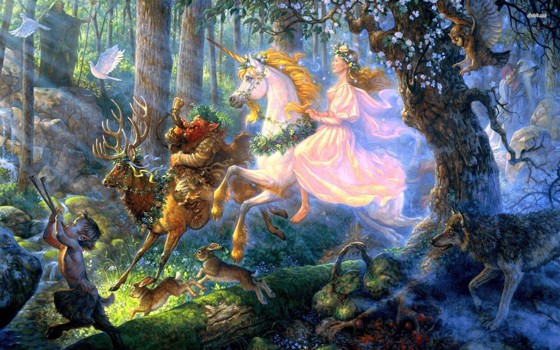 1920x1200 Fairy And Unicorn Wallpaper
