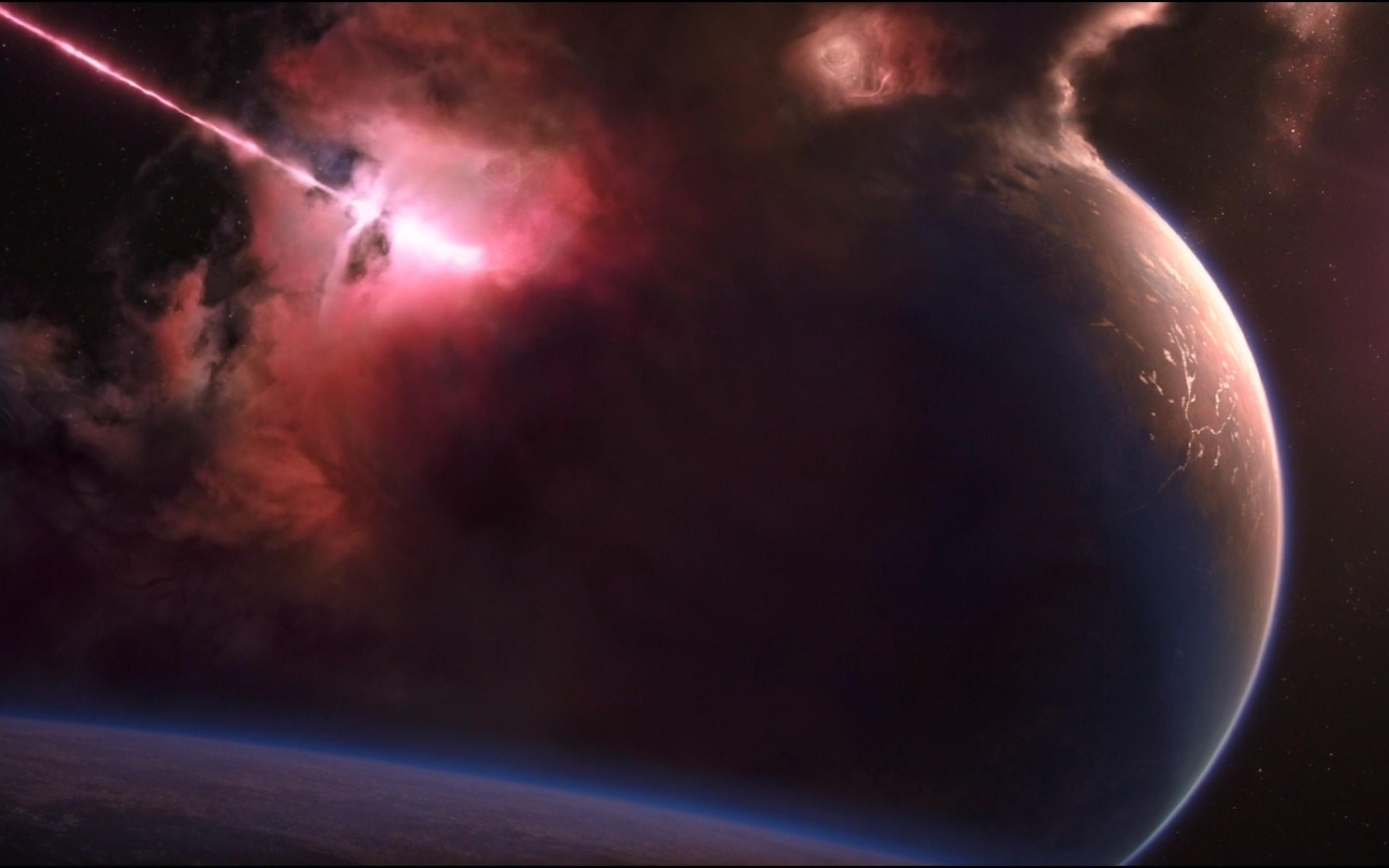 2880x1800 Download 2880x1800 Planet Destruction, Laser Beam Wallpaper for MacBook Pro 15 inch
