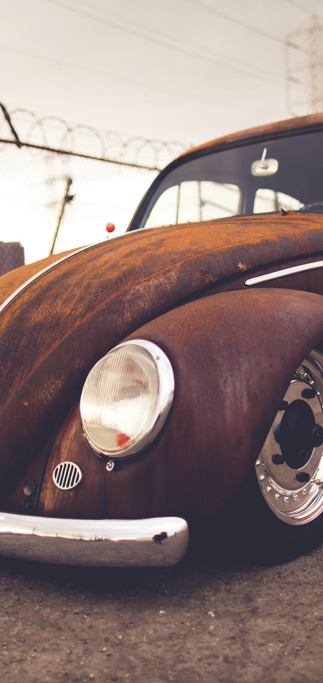 1080x2280 Download 1080x2280 Volkswagen, Beetle, Classic, Rust, Frontview, Cars Wallpaper for Samsung Galaxy S10e, Xiaomi Mi A2 Lite, OnePlus 6
