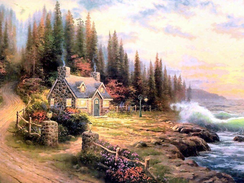 1024x768 Pine Cove Cottage Kincade Wallpaper Image