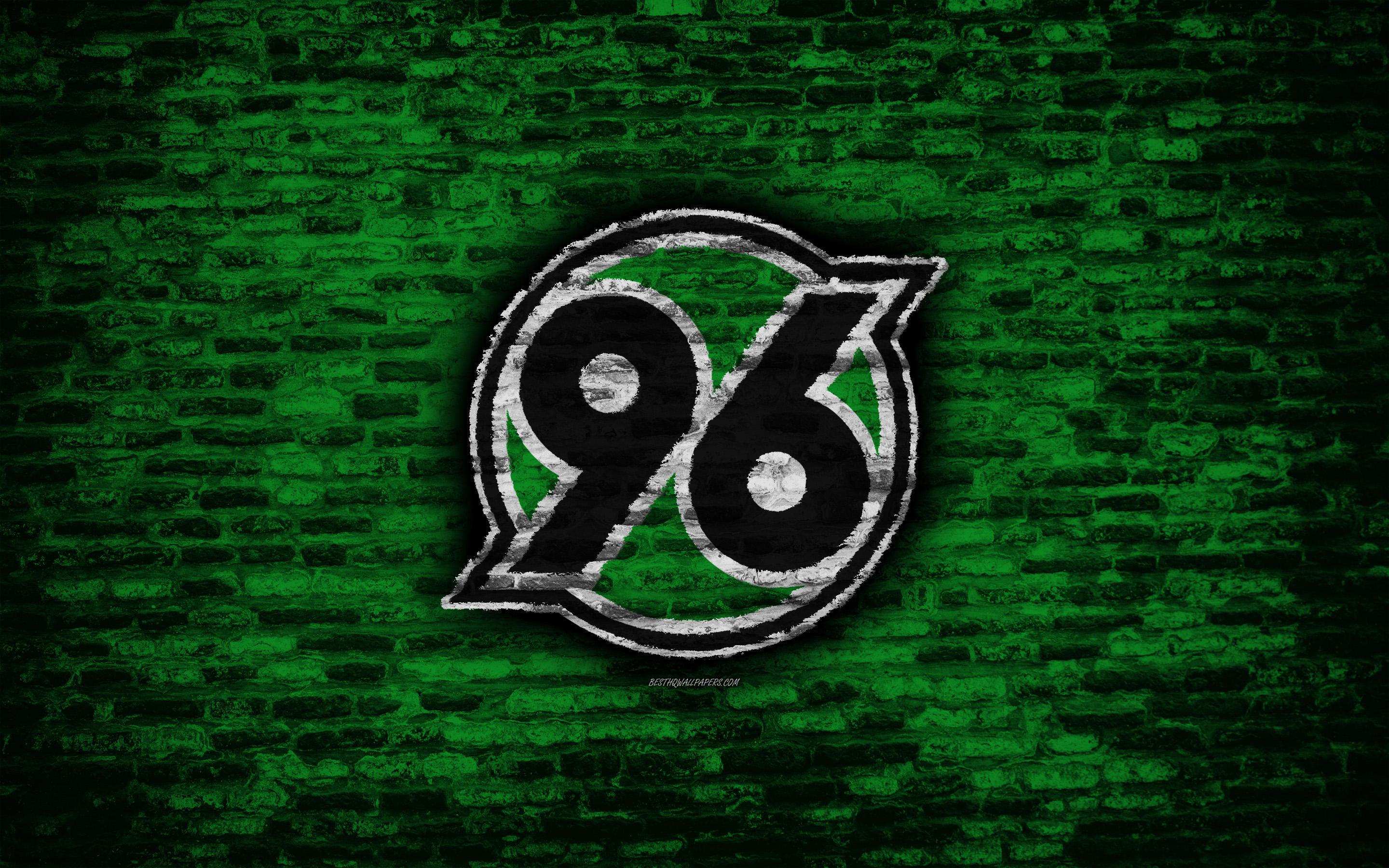 2880x1800 Download wallpaper Hannover 96 FC, logo, green brick wall, Bundesliga, German football club, soccer, football, brick texture, Hannover, Germany for desktop with resolution 2880x1800. High Quality HD picture wallpaper
