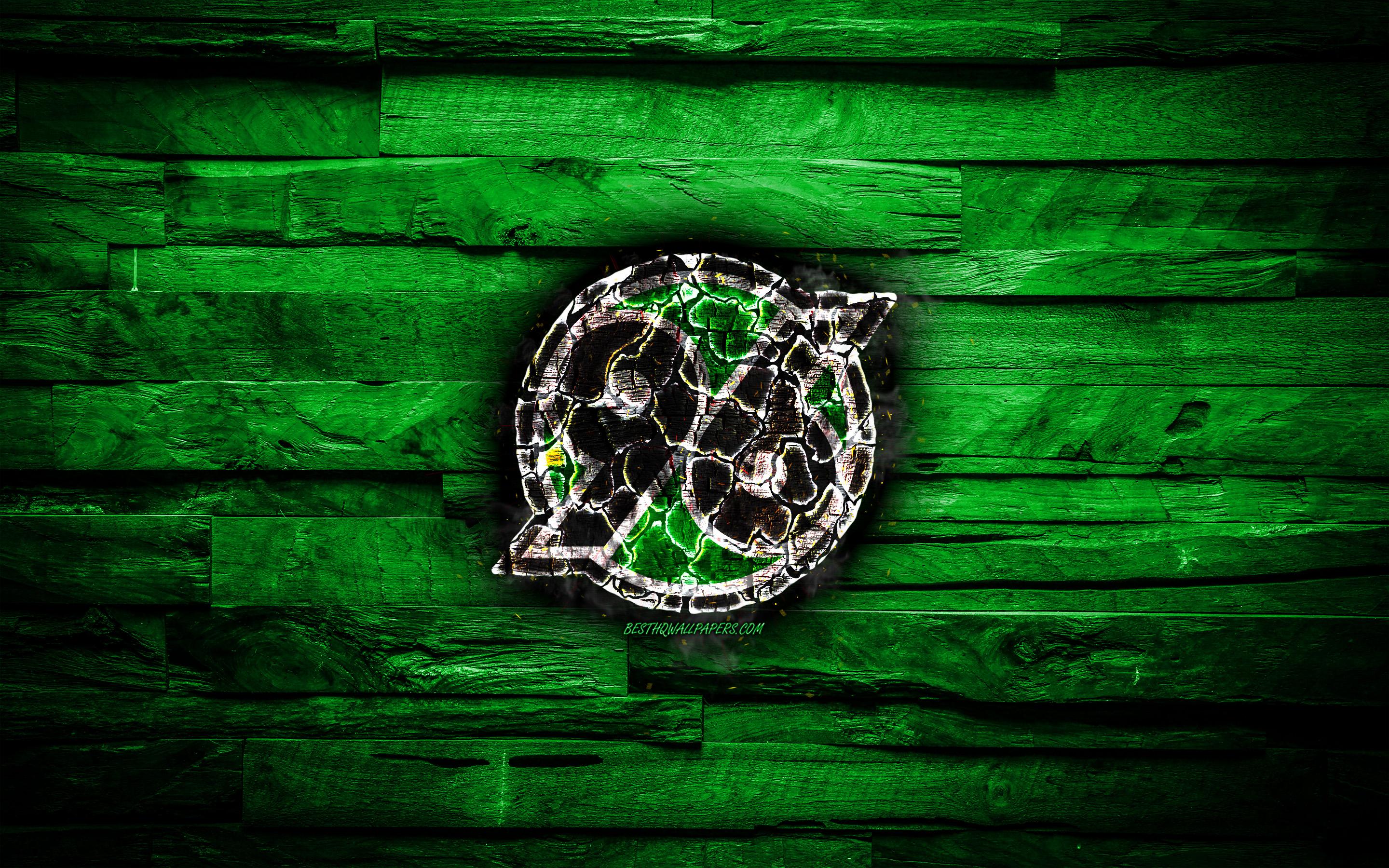 2880x1800 Download wallpaper Hannover 96 FC, fiery logo, Bundesliga, green wooden background, german football club, grunge, Hannoverscher Sportverein football, soccer, Hannover 96 logo, fire texture, Germany for desktop with resolution 2880x1800. High