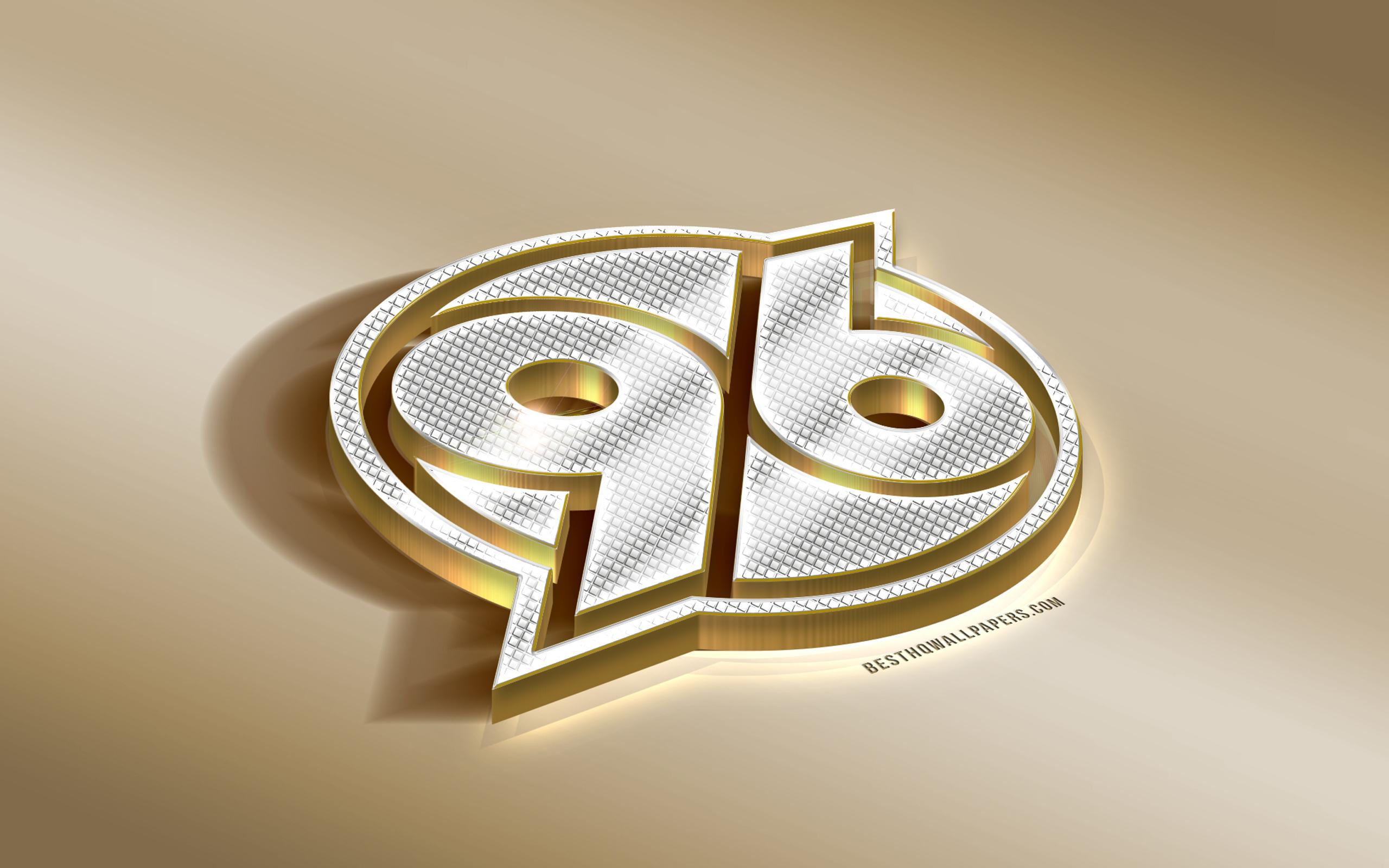 2560x1600 Download wallpaper Hannover German football club, golden silver logo, Hannover, Germany, Bundesliga, 3D golden emblem, creative 3D art, football for desktop with resolution 2560x1600. High Quality HD picture wallpaper