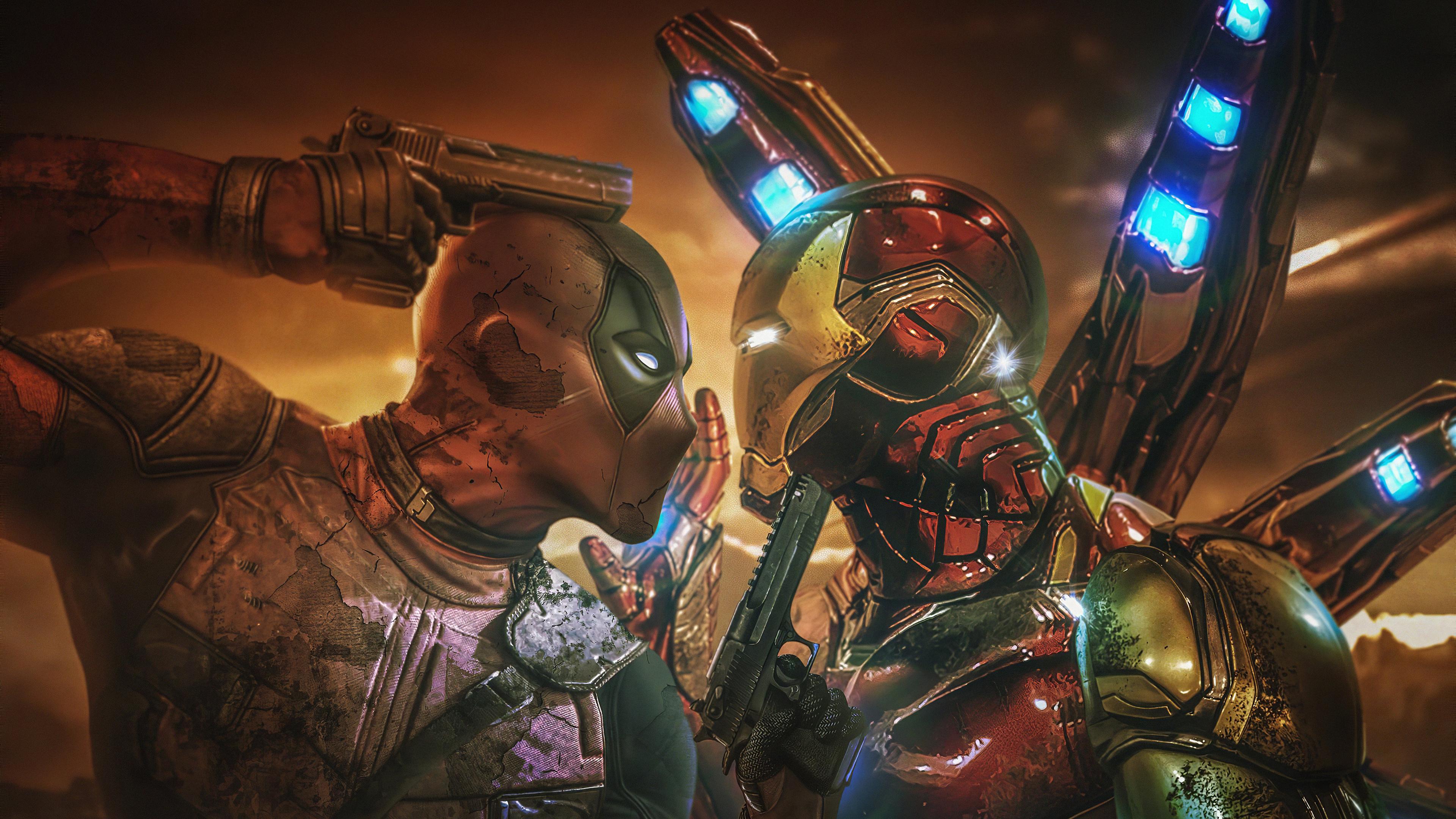 3840x2160 Wallpaper 4k Deadpool Vs Iron Man 4k Wallpaper