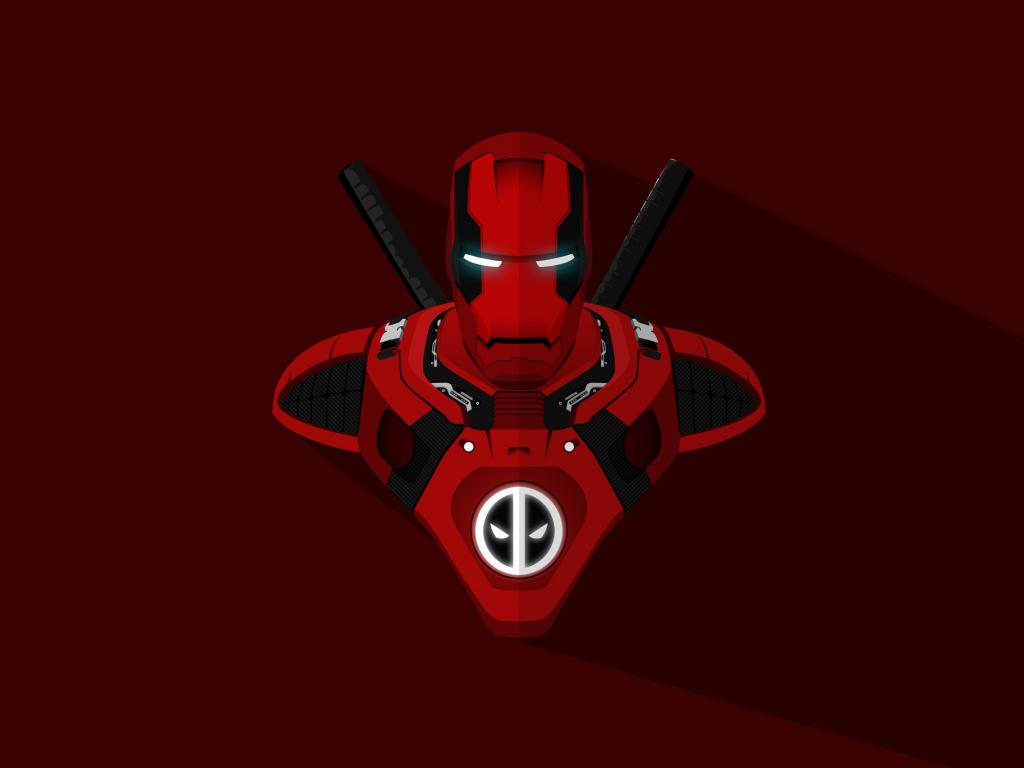 1024x768 Desktop wallpaper iron man, deadpool, crossover, marvel comics, minimal, HD image, picture, background, bc5132