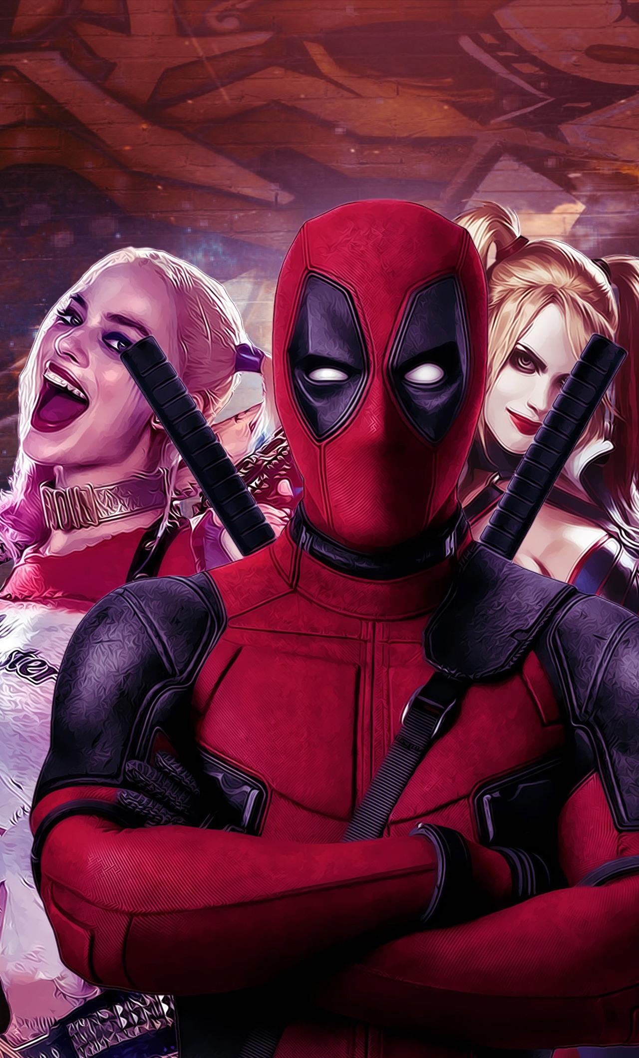 1280x2120 Deadpool And Harley Quinn iPhone HD 4k Wallpaper, Image, Background, Photo and Picture