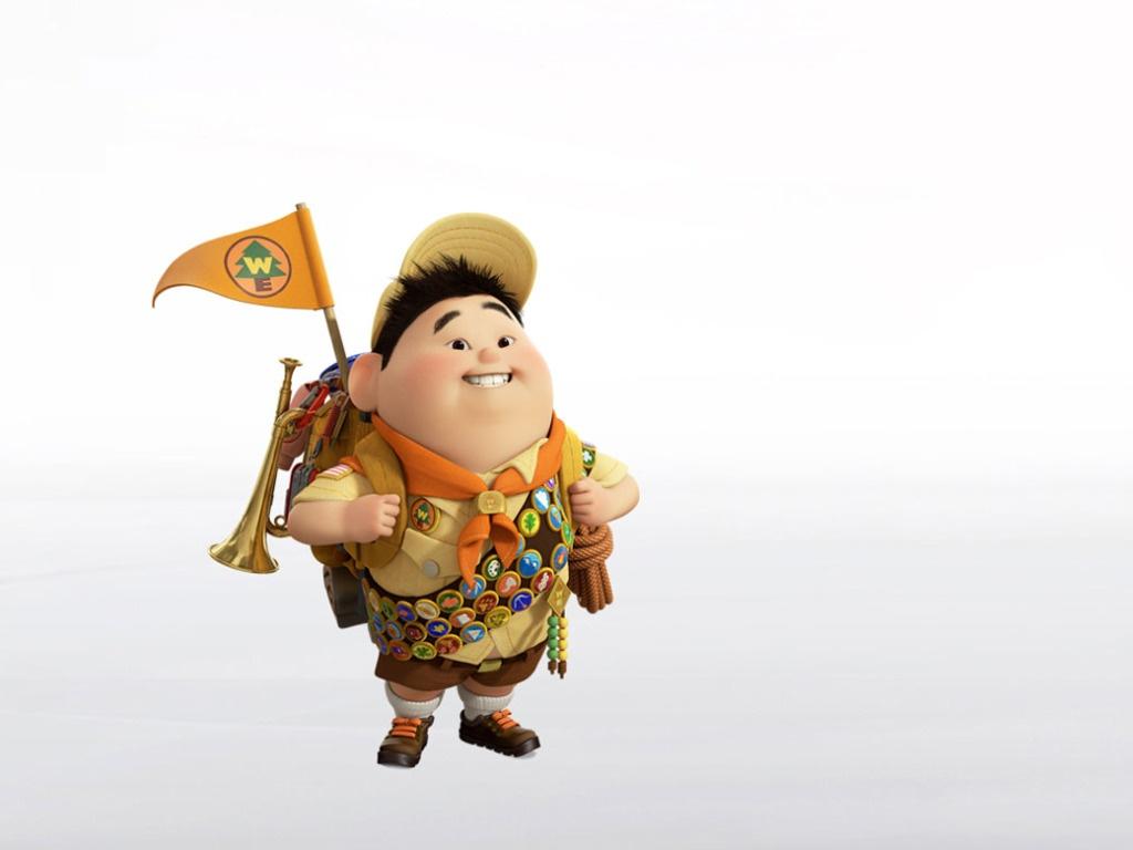 Download Cute Russel Holding Water Hose In Up Movie Wallpaper | Wallpapers .com