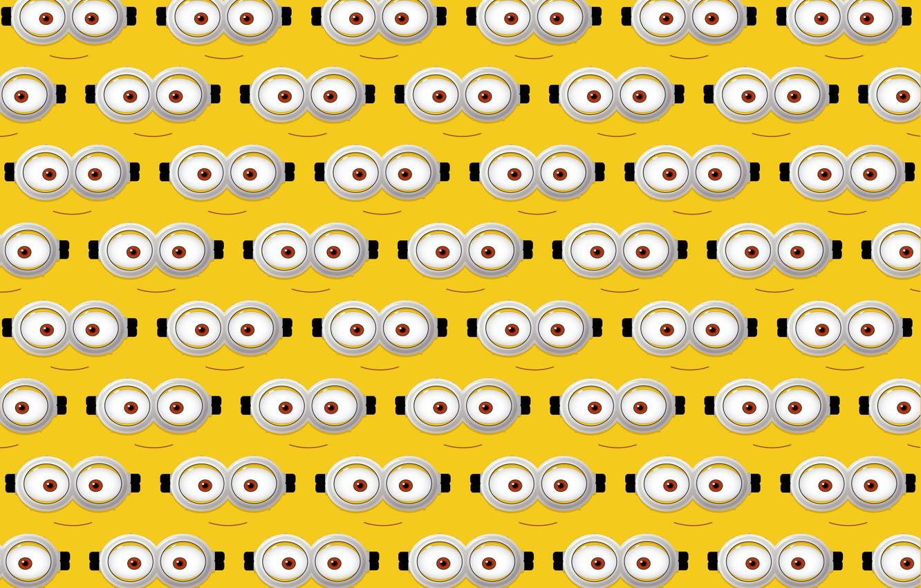 1332x850 Wallpaper eyes, cartoon, positive, texture, glasses, yellow, character, Minions, Despicable Me minion, Despicable me, Despicable Me image for desktop, section текстуры