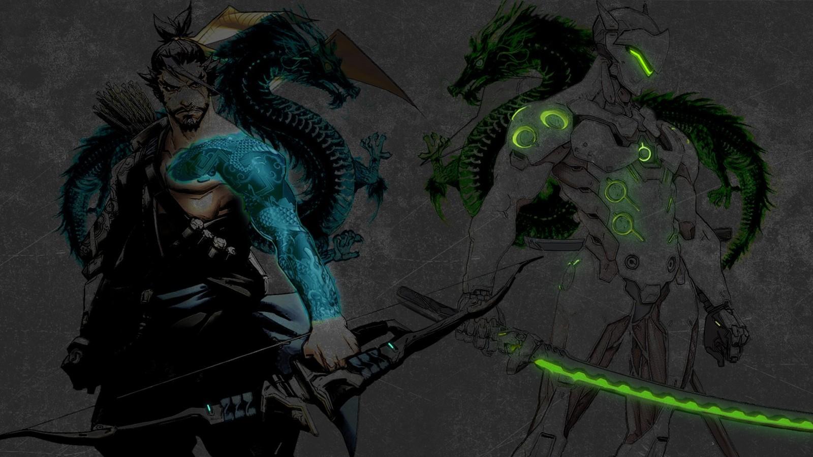 1600x900 #Genji Shimada, #archer, #fantasy art, #warrior, #Hanzo (Overwatch), #arrows, #Genji (Overwatch), #Overwatch, wallpaper. Mocah HD Wallpaper