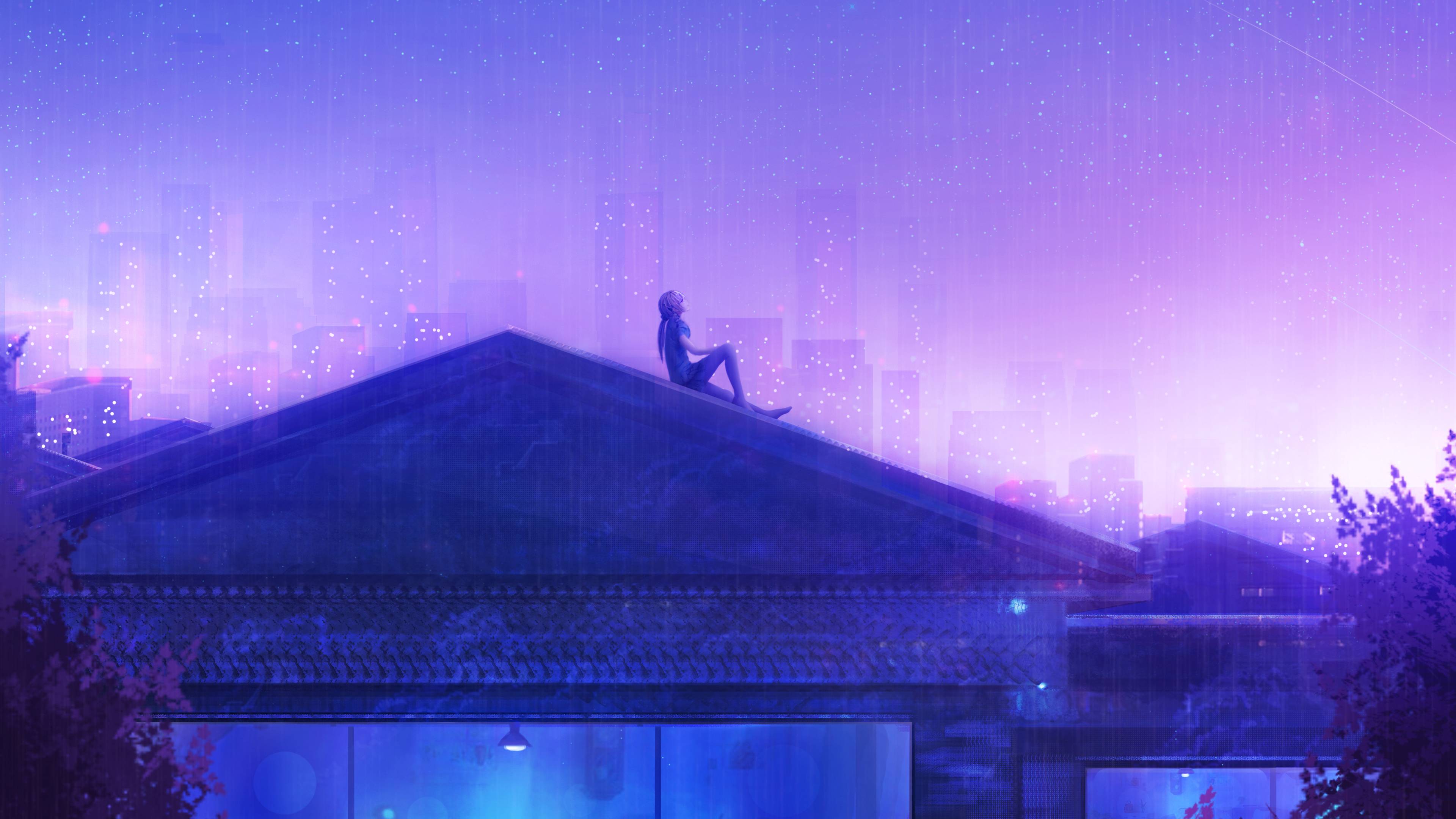 3840x2160 Counting Stars Girly Puple Dream Sky 4K Wallpaper