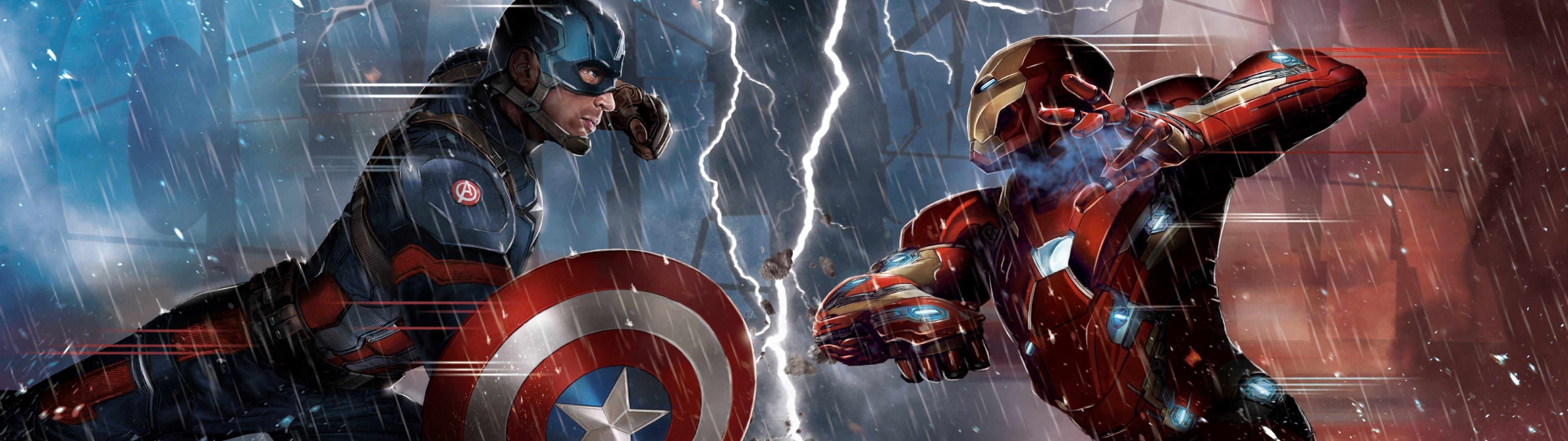 3840x1080 captain, America, Civil, War, Marvel, Superhero, Action, Fighting, 1cacw, Warrior, Sci fi Wallpaper HD / Desktop and Mobile Background