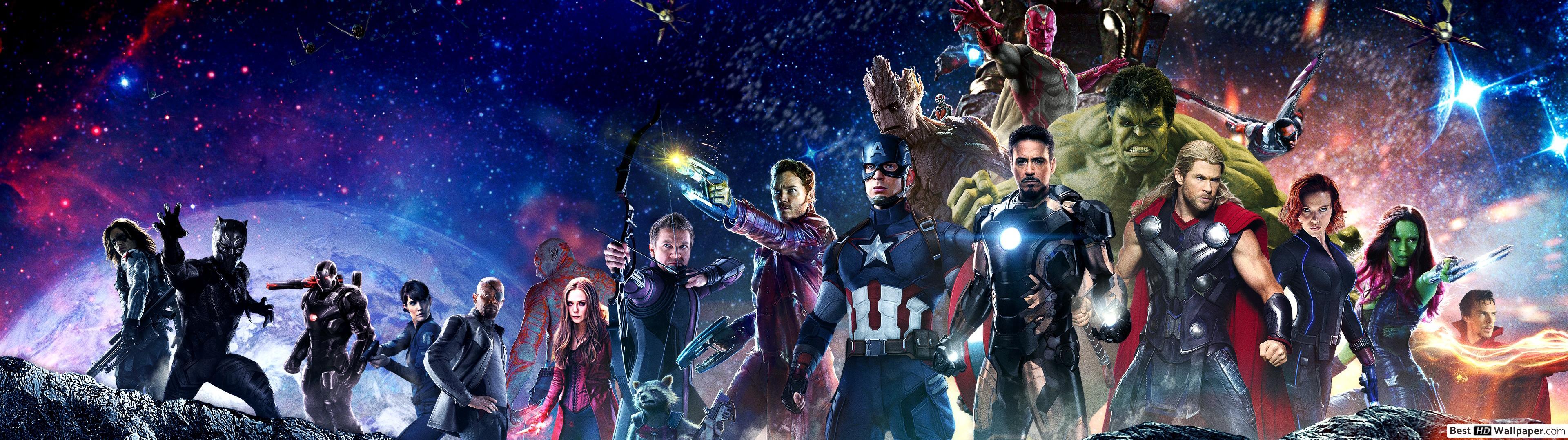 3840x1080 Avengers: Infinity war's heroes and villains HD wallpaper download