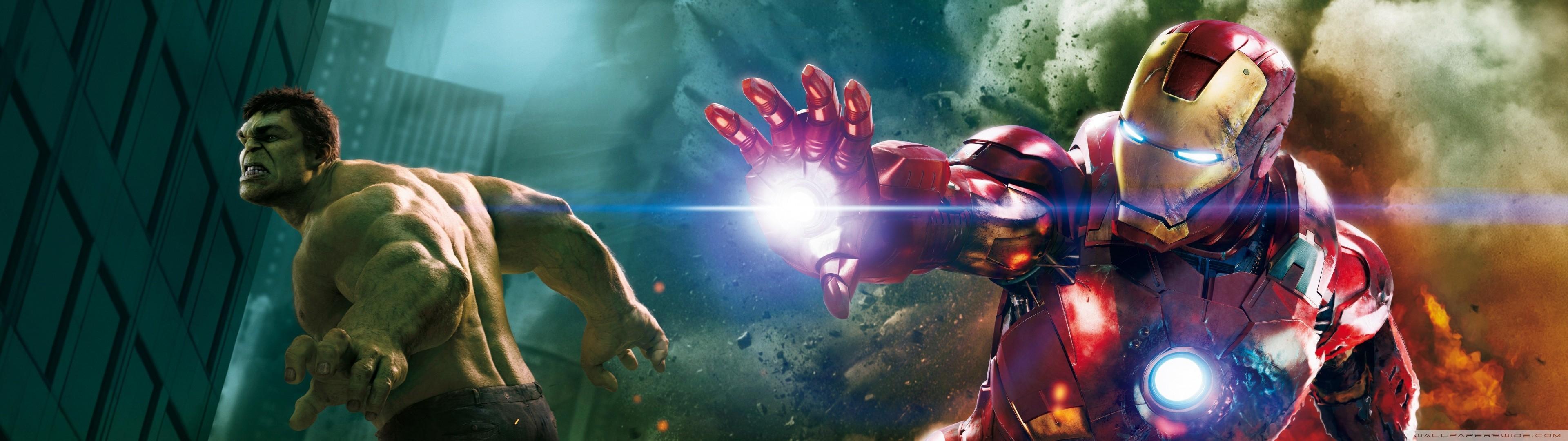 3840x1080 iron man robert downey jr mark ruffalo the avengers movie hulk 3840x1080 wallpaper