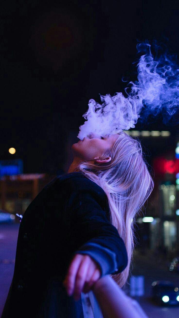 736x1310 Vaping Girl Blowing OS Wallpaper