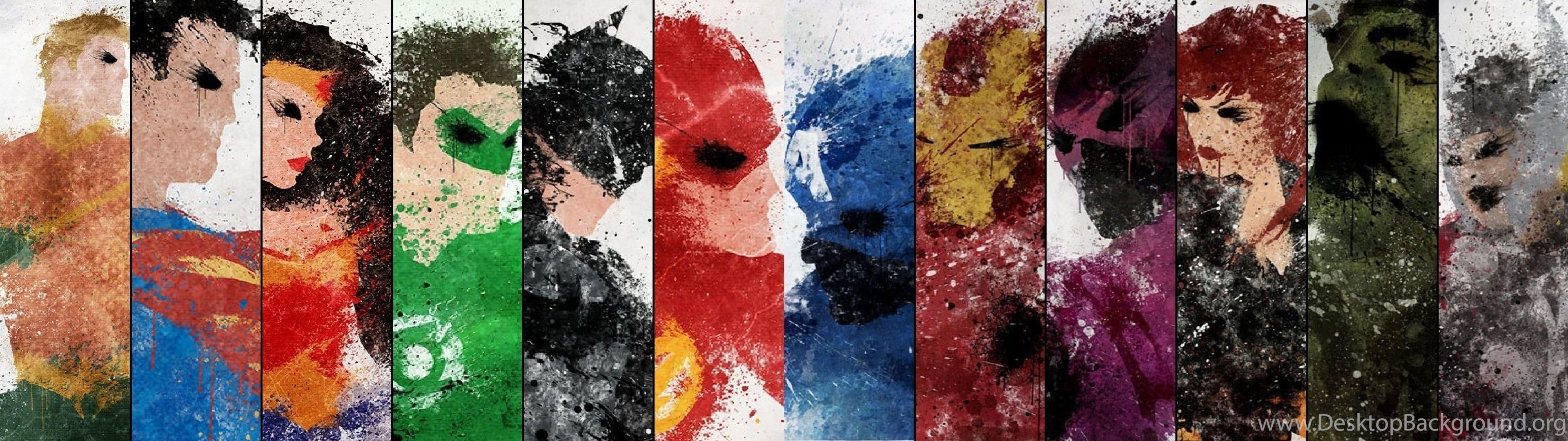 3840x1080 Splash Art: Justice League Vs. Avengers Wallpaper 3840 X 1080 Px. Desktop Background