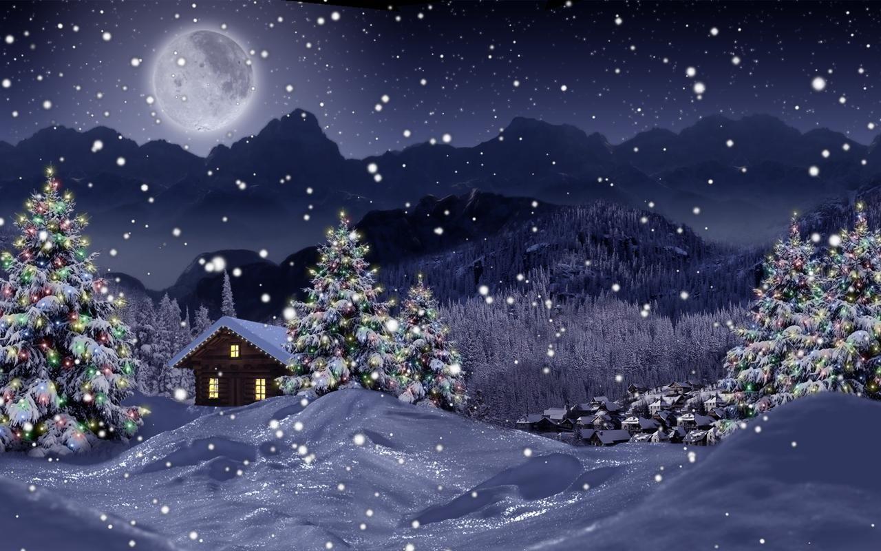 1280x800 Snowy Christmas Night Art Wallpaper