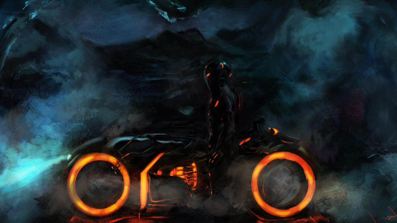 1280x720 Download wallpaper fiction, movie, the film, warrior, art, action, character, the cycle, Tron: Legacy, Tron: Legacy, Rinzler, Rinzler, Hasun Khan, section fantasy in resolution 1280x720