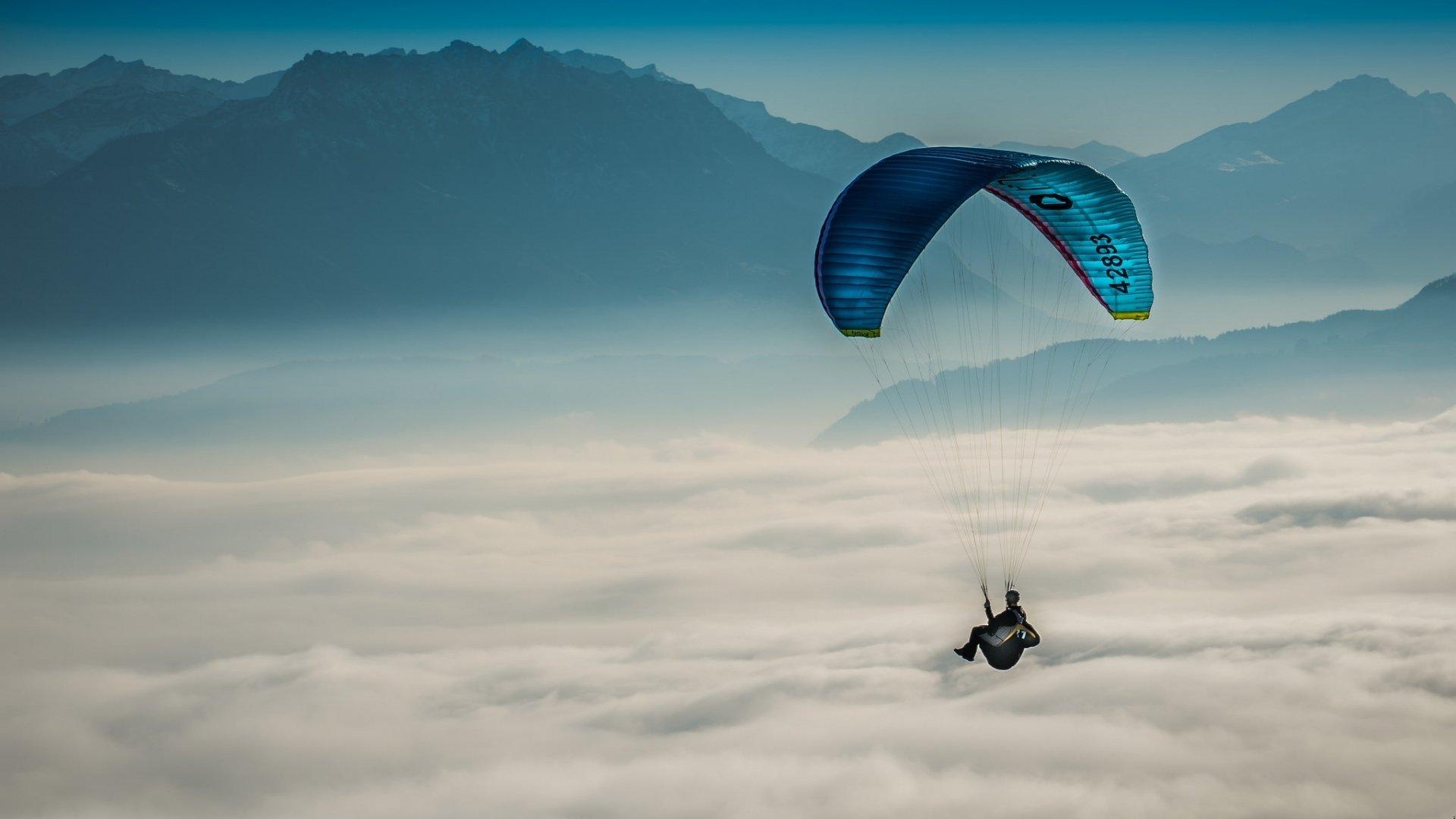 1920x1080 Hang Gliding above the Clouds HD Wallpaper