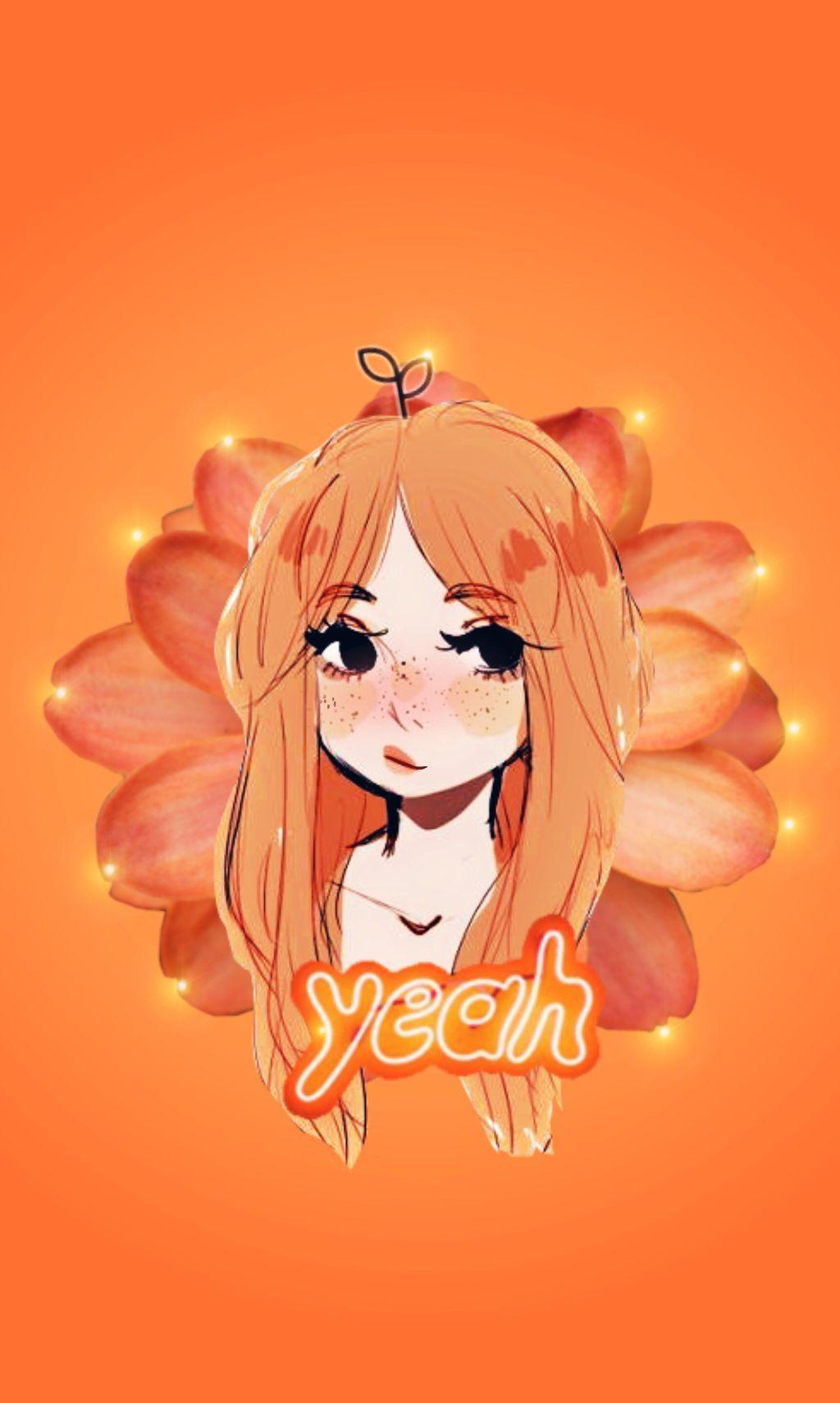 1024x1710 Orange Aesthetic Girl Wallpaper