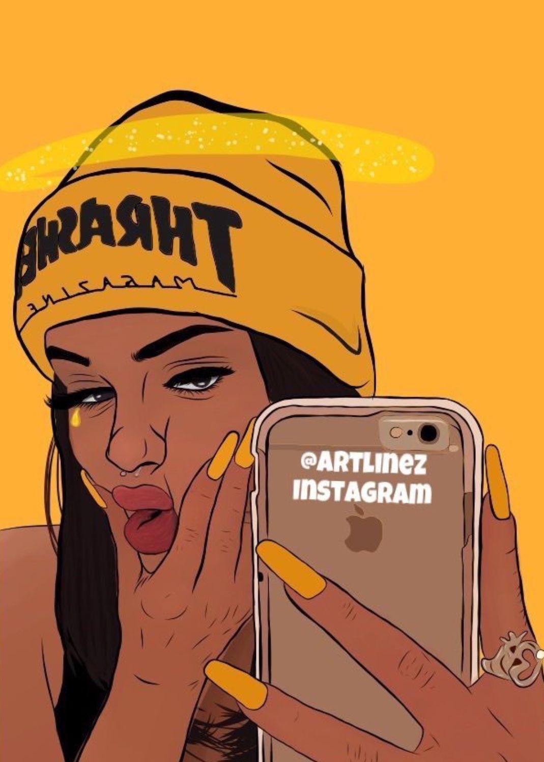 1069x1496 Dope Girl Cartoon Wallpaper