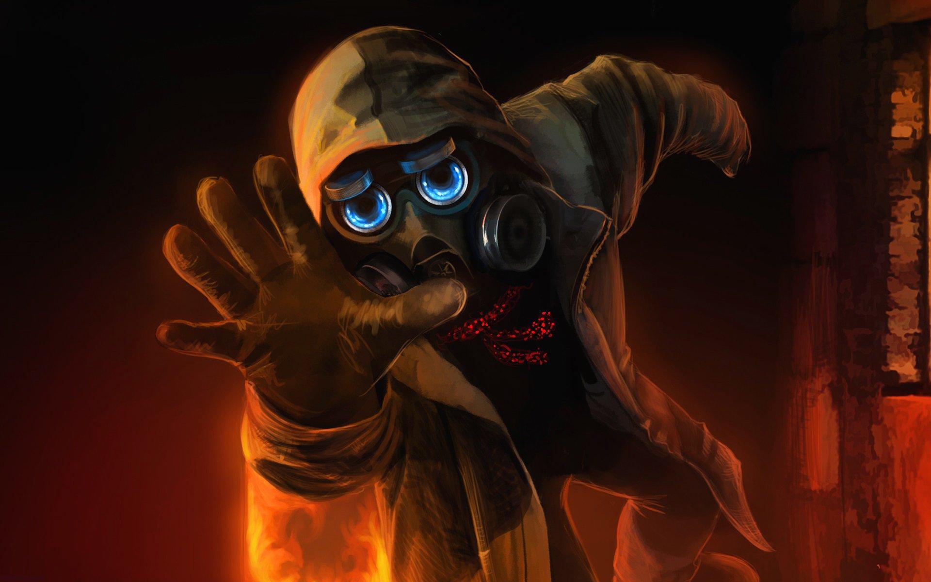 1920x1200 hands vitaly s alexius romantically apocalyptic abstract digital art gas masks gloves wallpaper