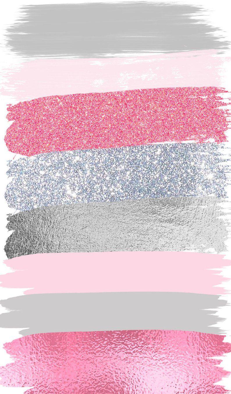 794x1351 Pink Gray Brush Strokes Clip Art 27 Hand Painted Pink Glitter. Etsy. Pink glitter wallpaper, iPhone wallpaper glitter, Pink glitter background