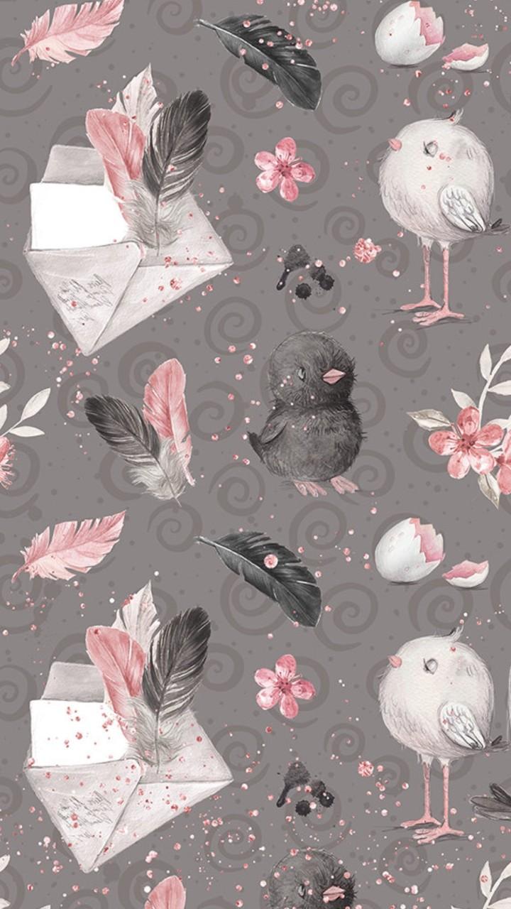 720x1280 Bird, Illustration, Pink, Feather, Design, Water Bird, HD Wallpaper
