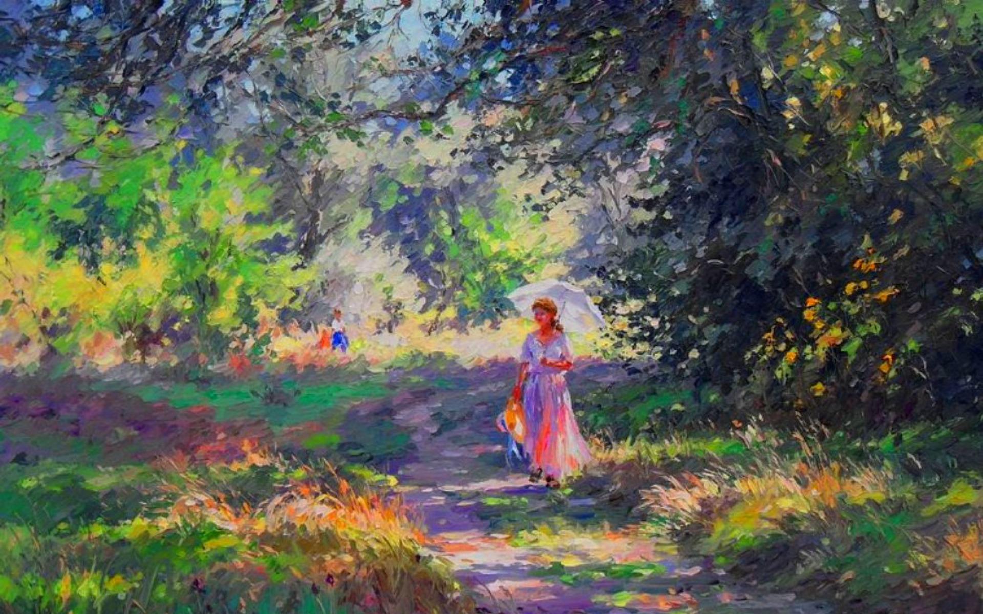 1920x1200 Forest Meadow Woman Path Walk wallpaper. Forest Meadow Woman Path Walk