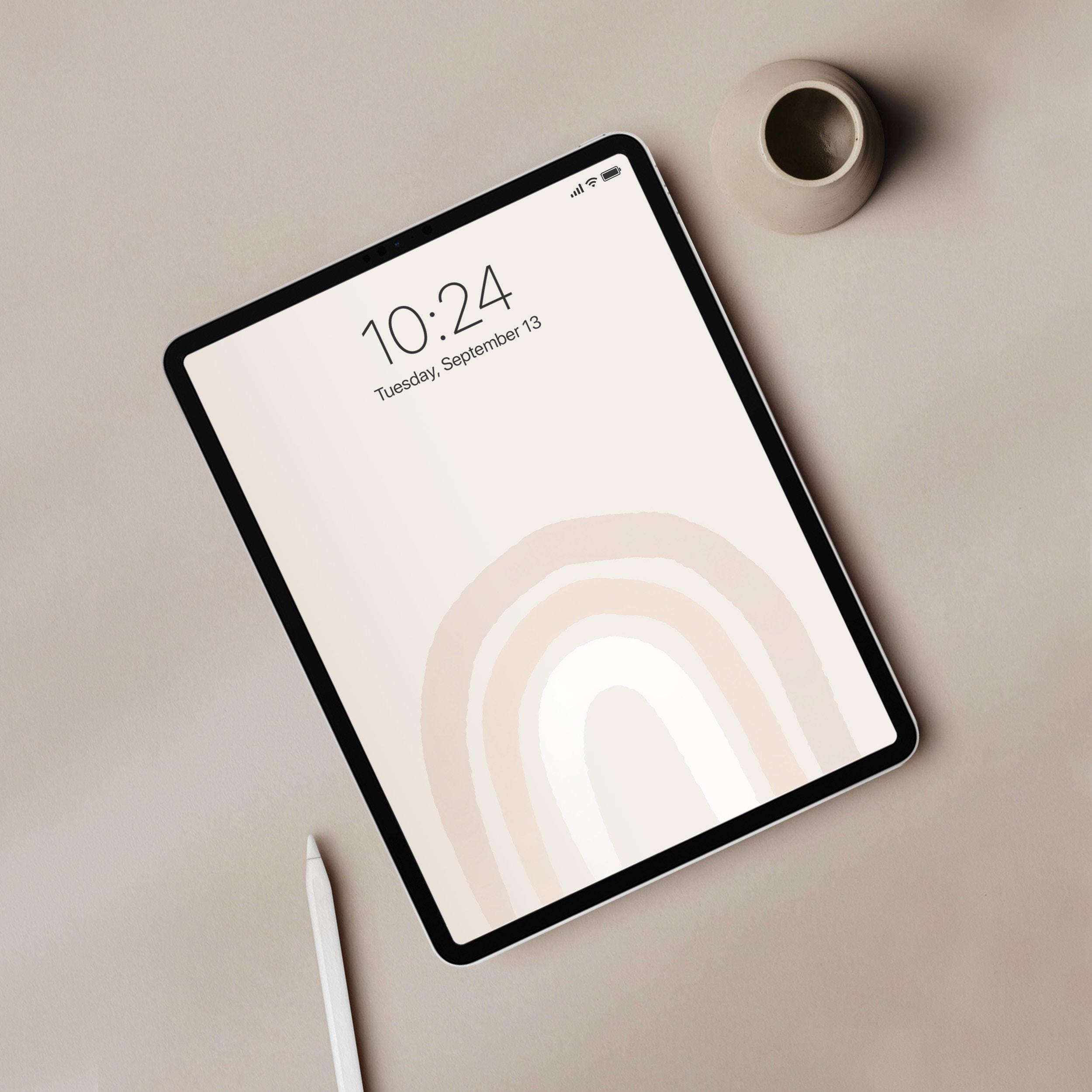 2500x2500 Boho Rainbow Digital Wallpaper Beige Neutral Aesthetic iPad