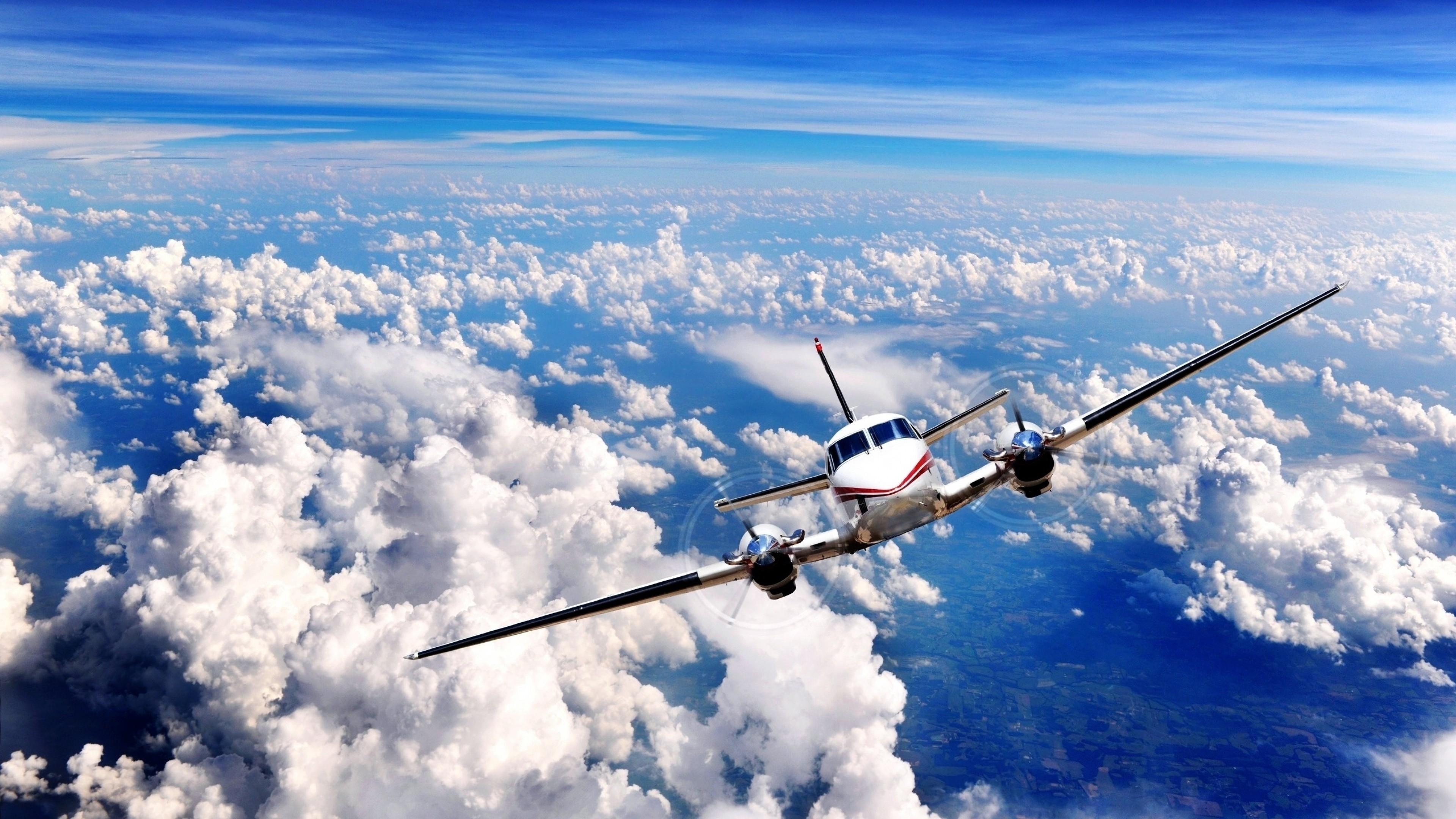 3840x2160 airplane aircraft clouds sky king air c90 HD wallpaper, Background