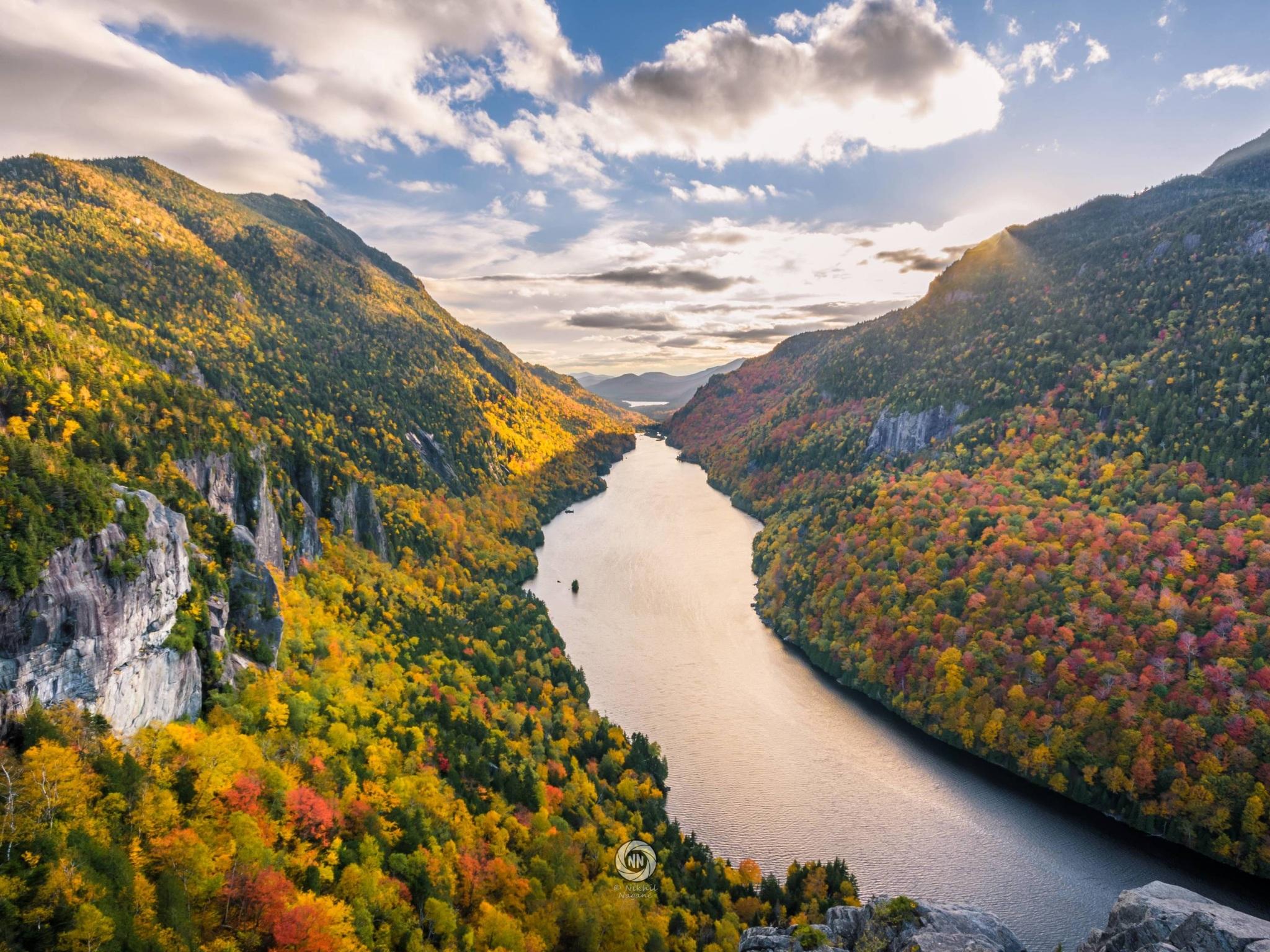 2048x1536 Wallpaper 4k Adirondack Mountains River Clouds Trees 4k Wallpaper