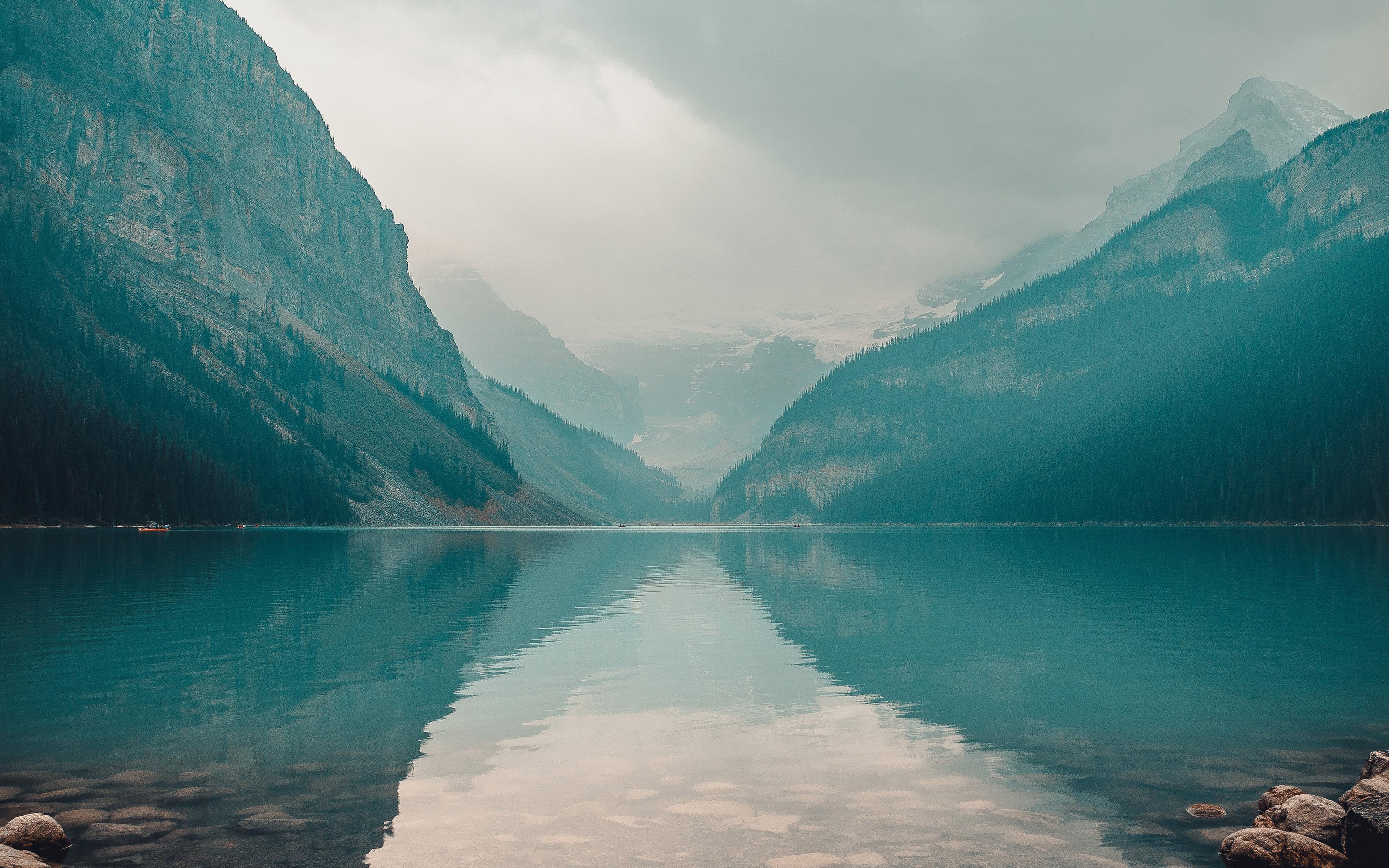 3840x2400 Lake Mountain River Nature Wallpaper