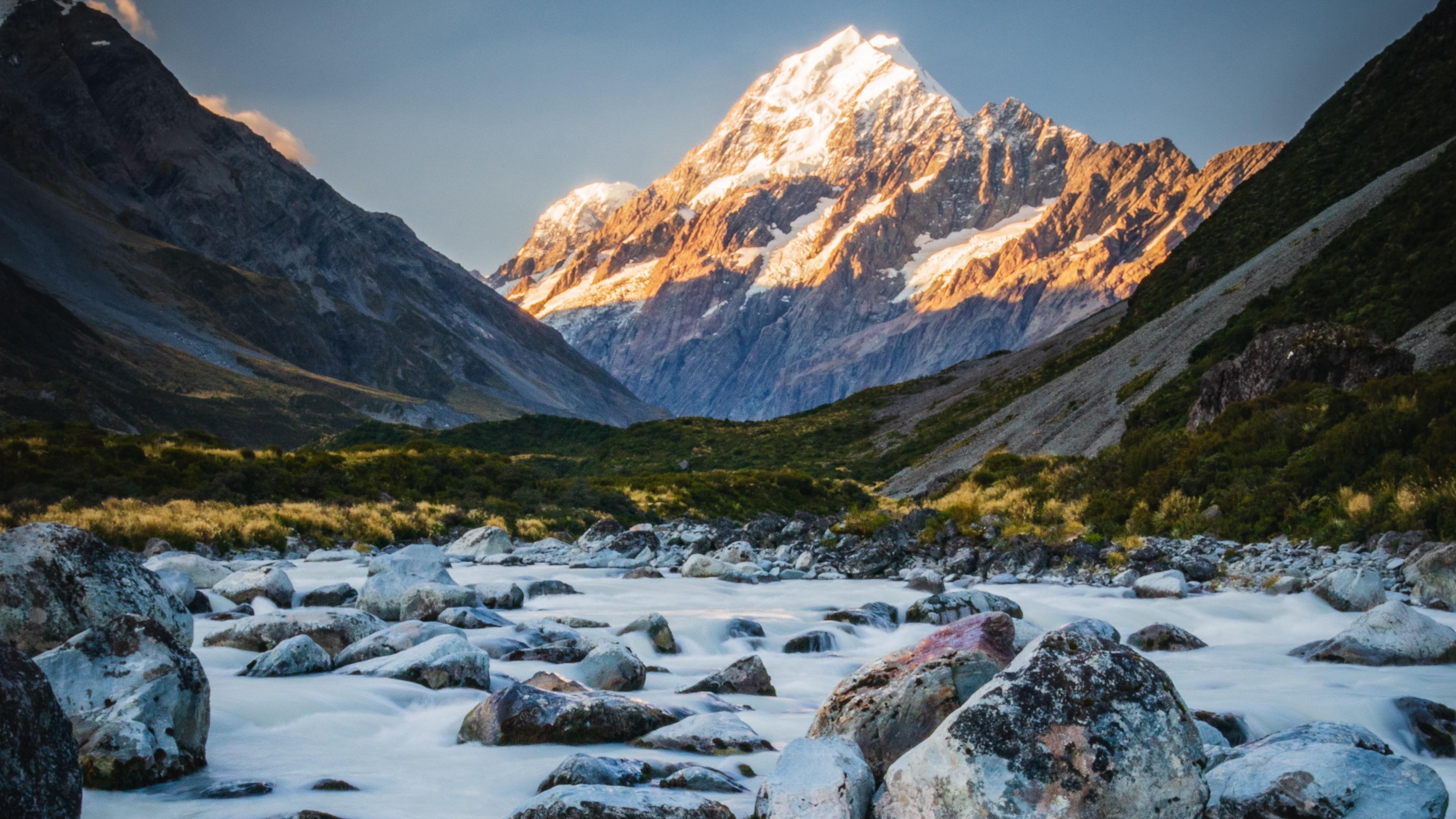 3840x2160 4K Mountains River Stones Wallpaper - [3840x2160]