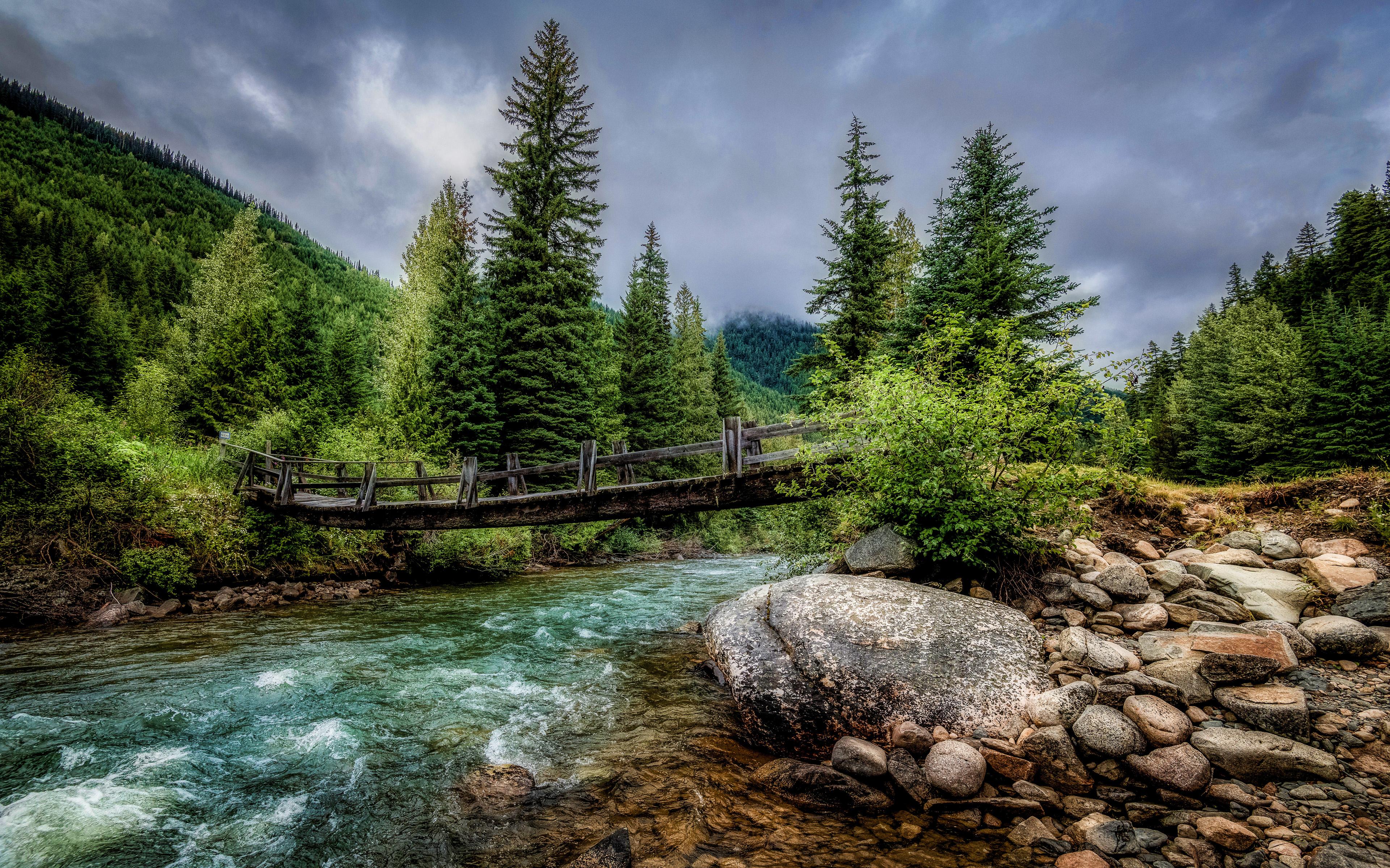 3840x2400 Download wallpaper Duffey Lake Provincial Park, 4K, mountain river, forest, HDR, summer, Canada, British Columbia, beautiful nature for desktop with resolution 3840x2400. High Quality HD picture wallpaper
