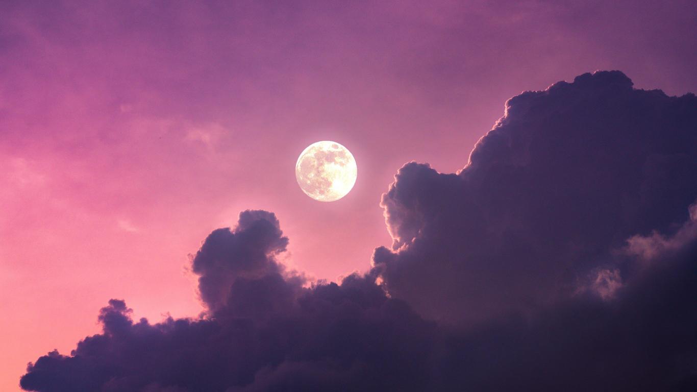 1366x768 Download 1366x768 wallpaper clouds and moon light, sky, nature, tablet, laptop, 1366x768 HD image, background, 25011