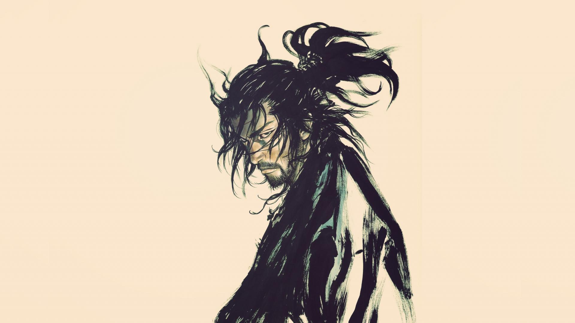 1920x1080 Download 1920x1080 wallpaper samurai, ink art, warrior, minimal, full hd, hdtv, fhd, 1080p, 1920x1080 HD image, background, 6625