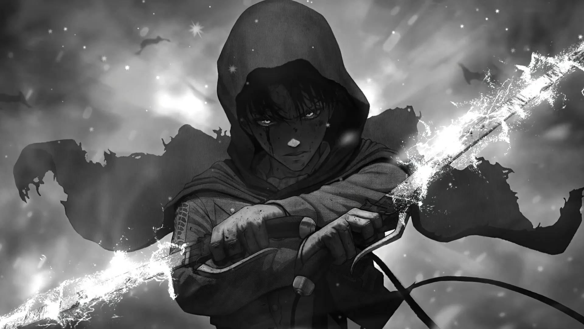 1920x1080 Levi Ackerman Monochrome Attack On Titan Live Wallpaper