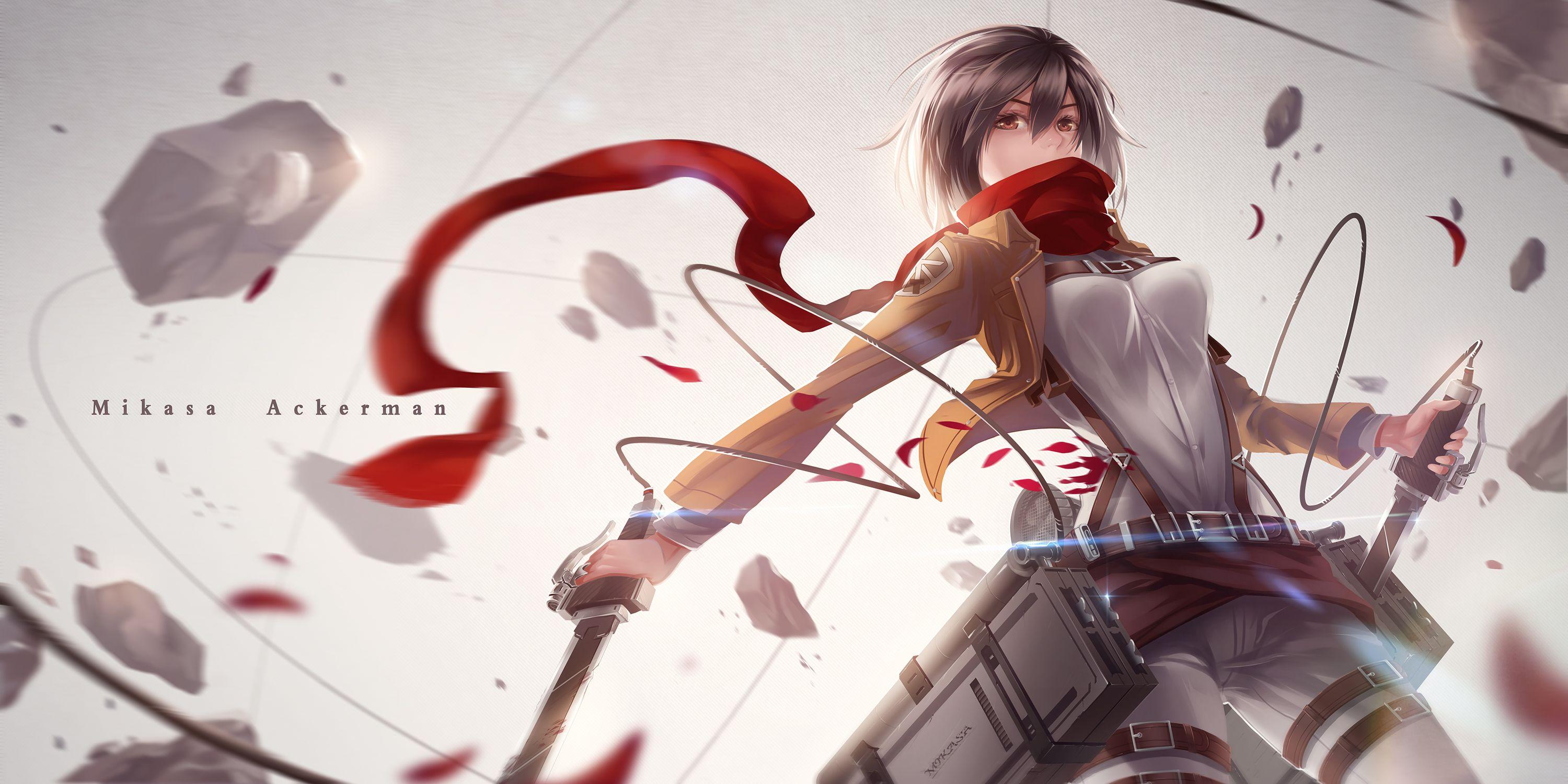 3000x1500 Attack On Titan Mikasa Ackerman Wallpaper